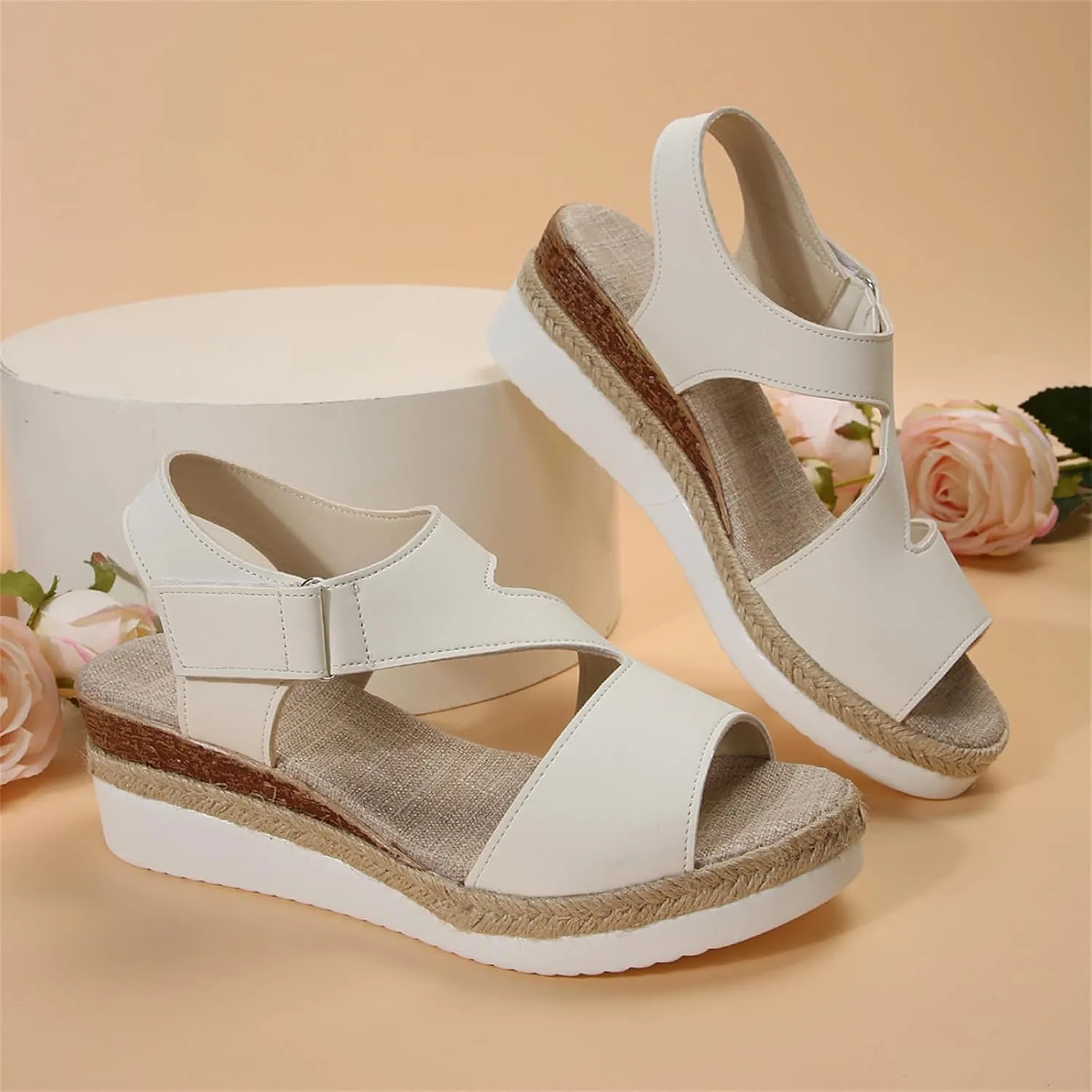 Platform Wedge Sandals for Women Casual Open Toe Adjustable Ankle Sandals Comfortable Arch Support Walking Shoes Summer Beach Shoes
