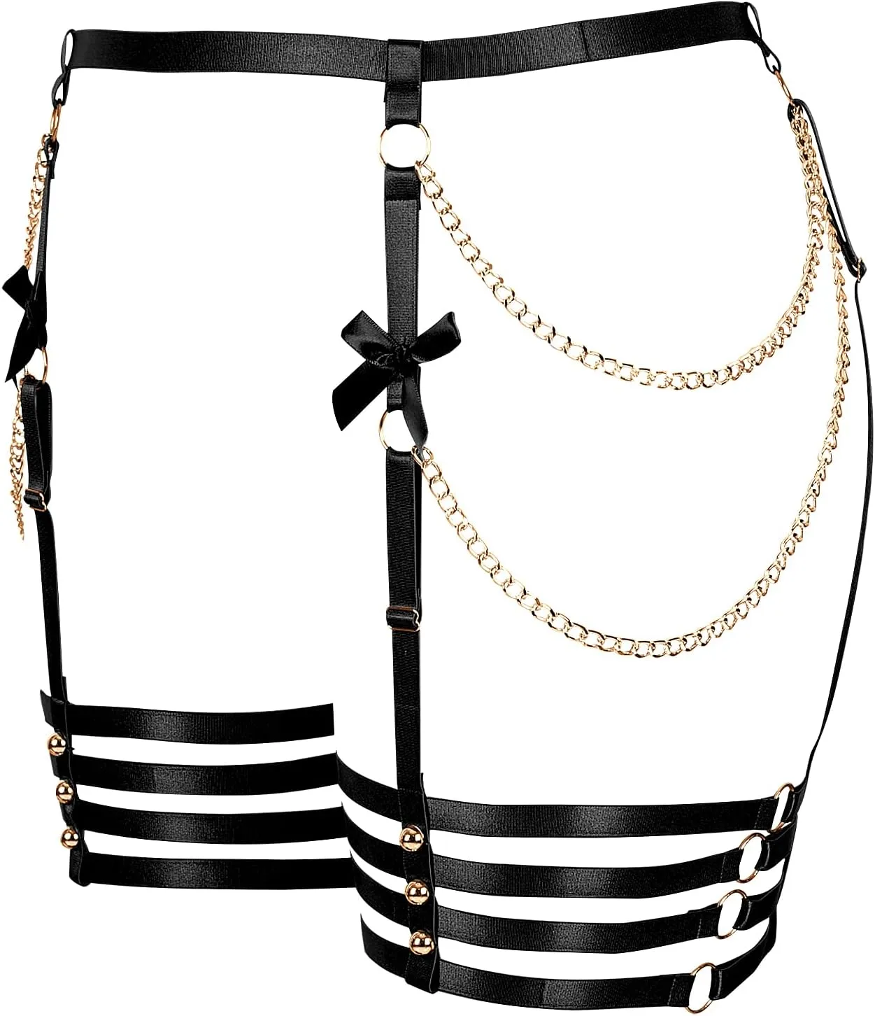 Plus Size Women Leg Garter Bow Belts Chain Waist Belts Harness Garter Belts Body Belts Halloween Rave Clothing