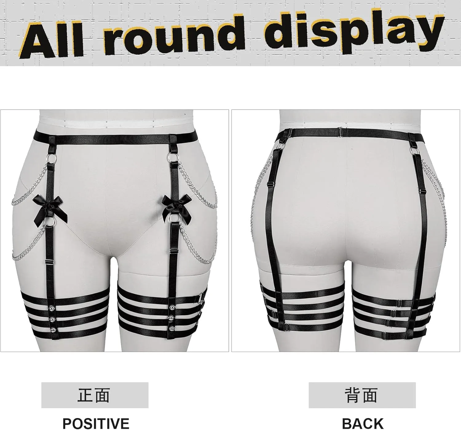 Plus Size Women Leg Garter Bow Belts Chain Waist Belts Harness Garter Belts Body Belts Halloween Rave Clothing