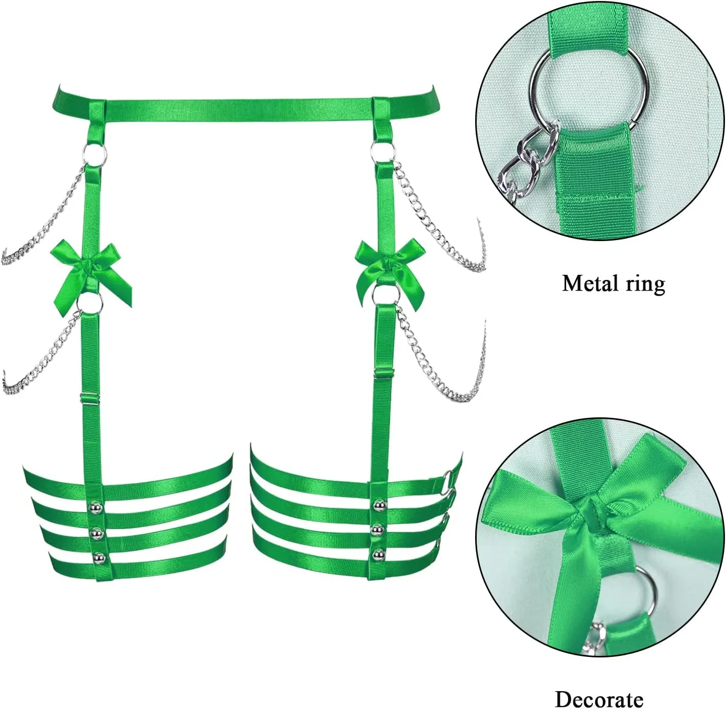 Plus Size Women Leg Garter Bow Belts Chain Waist Belts Harness Garter Belts Body Belts Halloween Rave Clothing