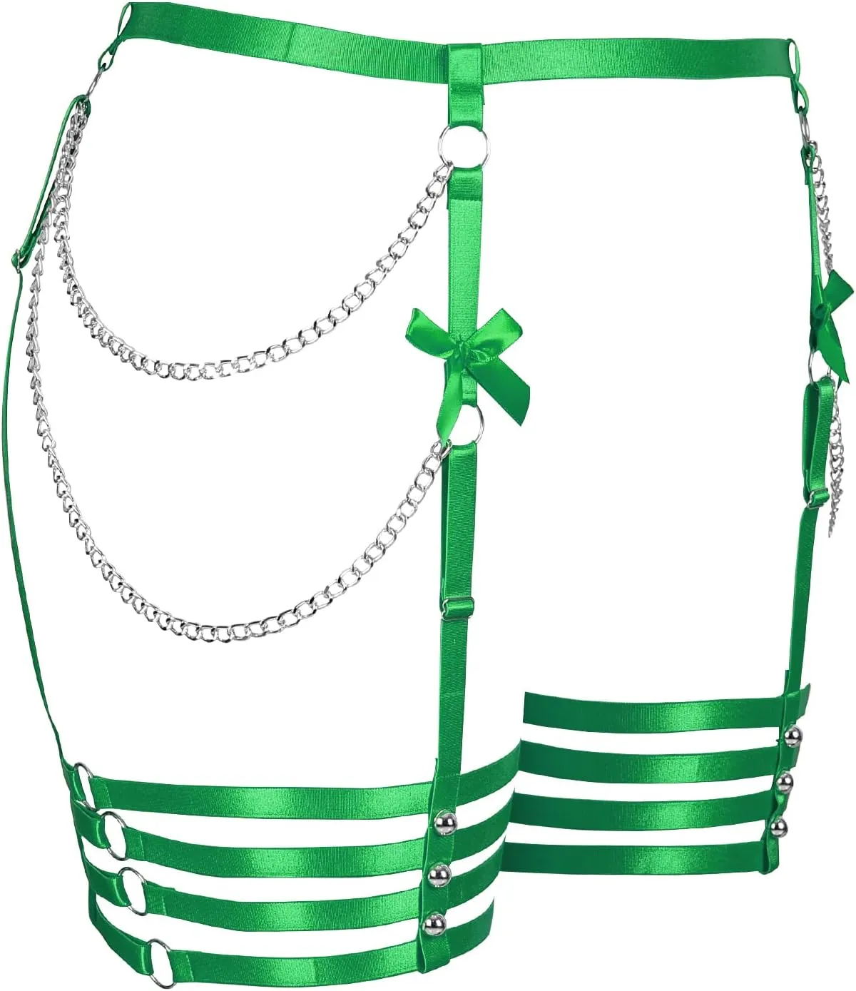 Plus Size Women Leg Garter Bow Belts Chain Waist Belts Harness Garter Belts Body Belts Halloween Rave Clothing