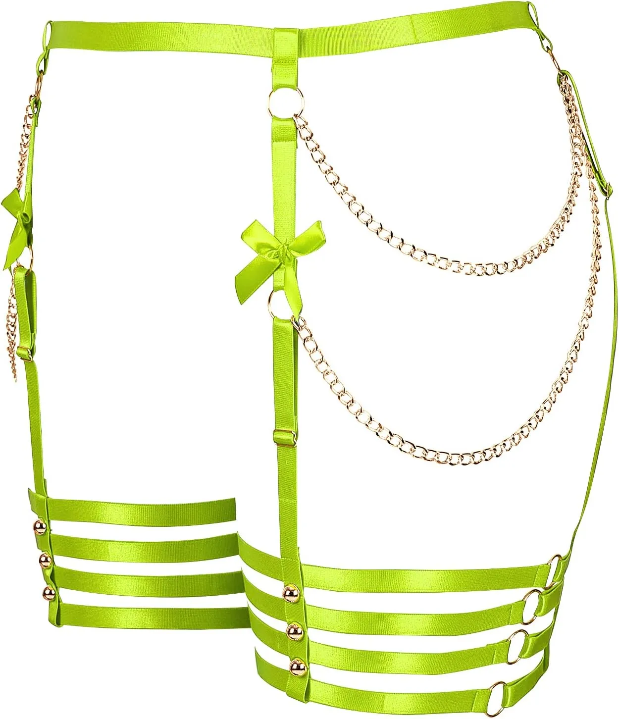 Plus Size Women Leg Garter Bow Belts Chain Waist Belts Harness Garter Belts Body Belts Halloween Rave Clothing