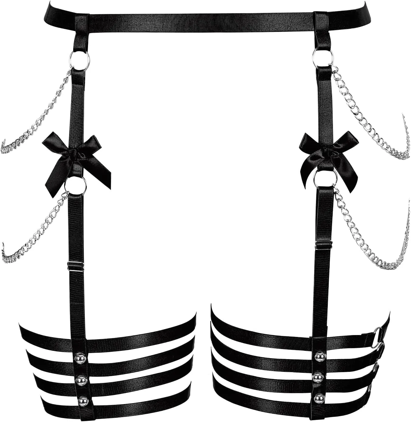 Plus Size Women Leg Garter Bow Belts Chain Waist Belts Harness Garter Belts Body Belts Halloween Rave Clothing