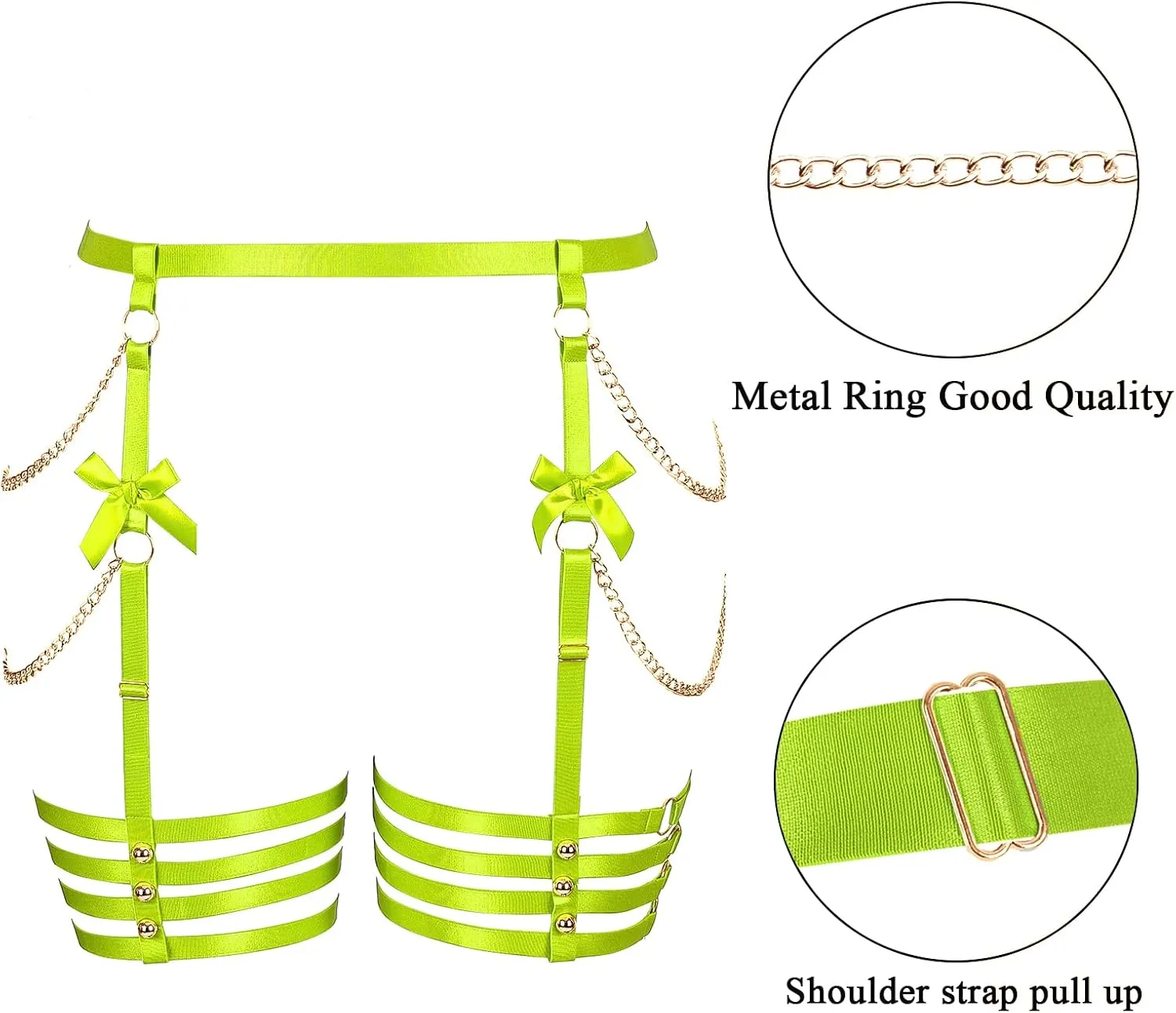Plus Size Women Leg Garter Bow Belts Chain Waist Belts Harness Garter Belts Body Belts Halloween Rave Clothing