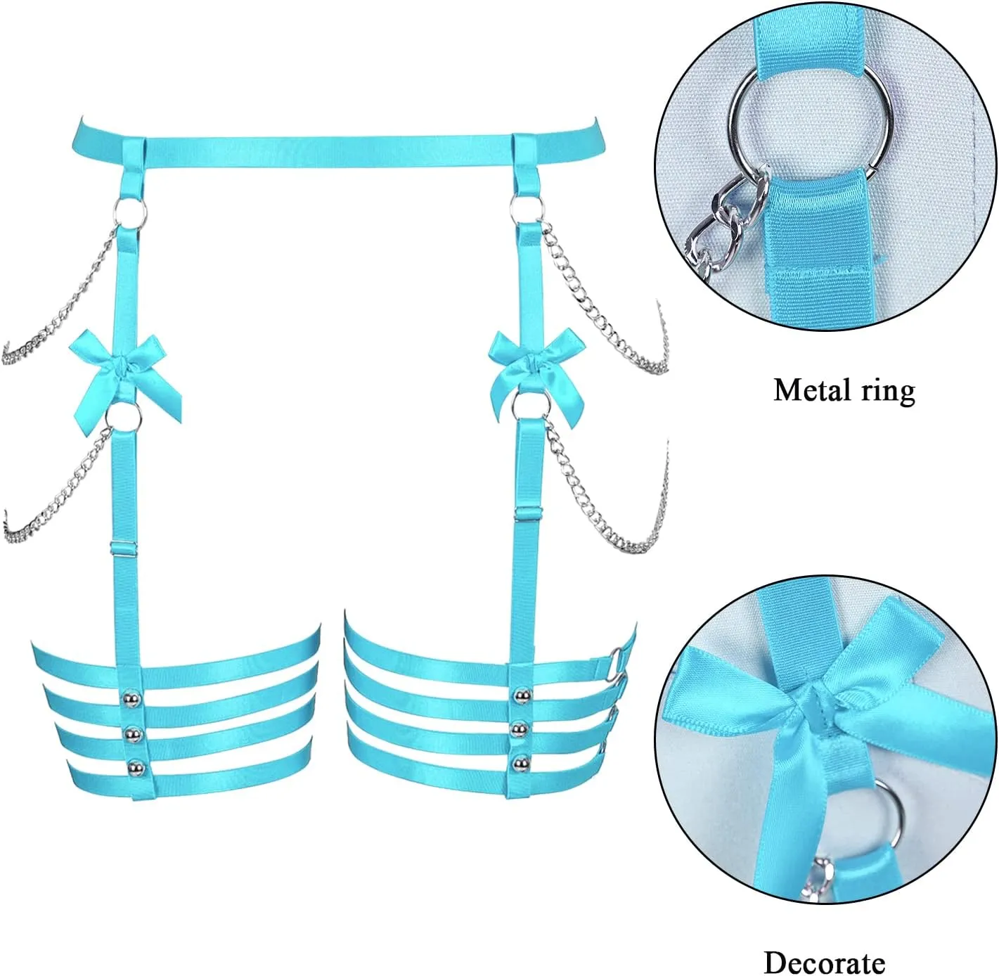 Plus Size Women Leg Garter Bow Belts Chain Waist Belts Harness Garter Belts Body Belts Halloween Rave Clothing