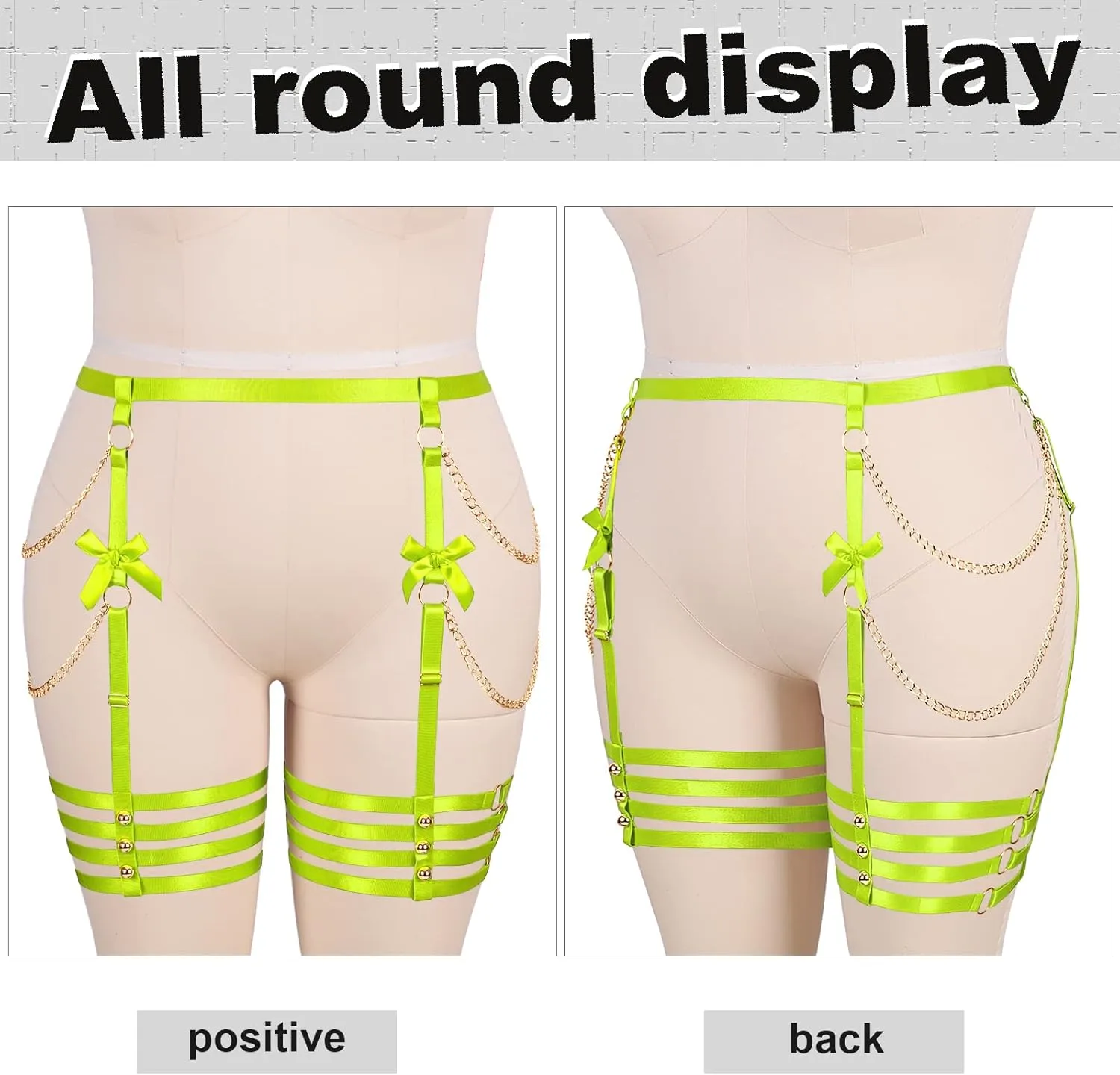 Plus Size Women Leg Garter Bow Belts Chain Waist Belts Harness Garter Belts Body Belts Halloween Rave Clothing