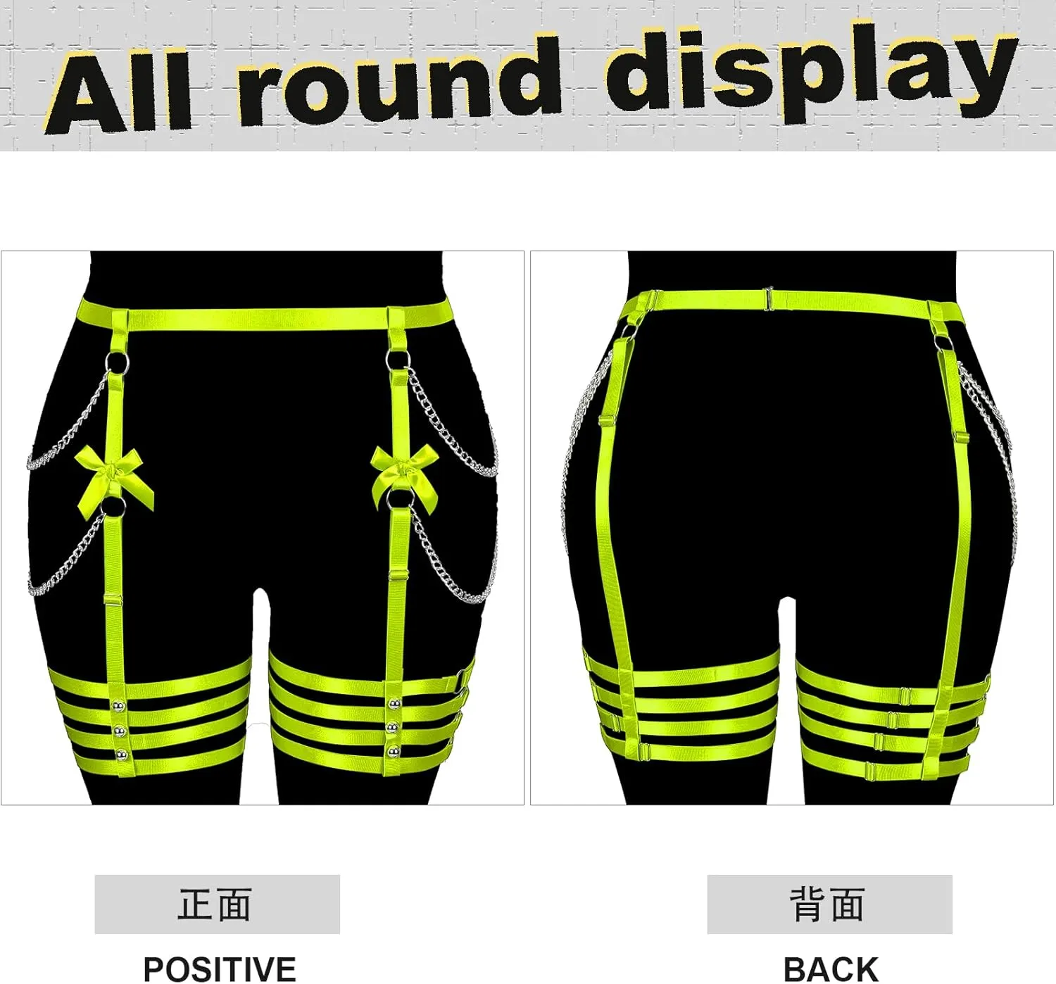 Plus Size Women Leg Garter Bow Belts Chain Waist Belts Harness Garter Belts Body Belts Halloween Rave Clothing