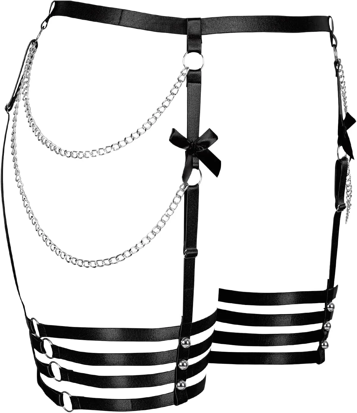 Plus Size Women Leg Garter Bow Belts Chain Waist Belts Harness Garter Belts Body Belts Halloween Rave Clothing