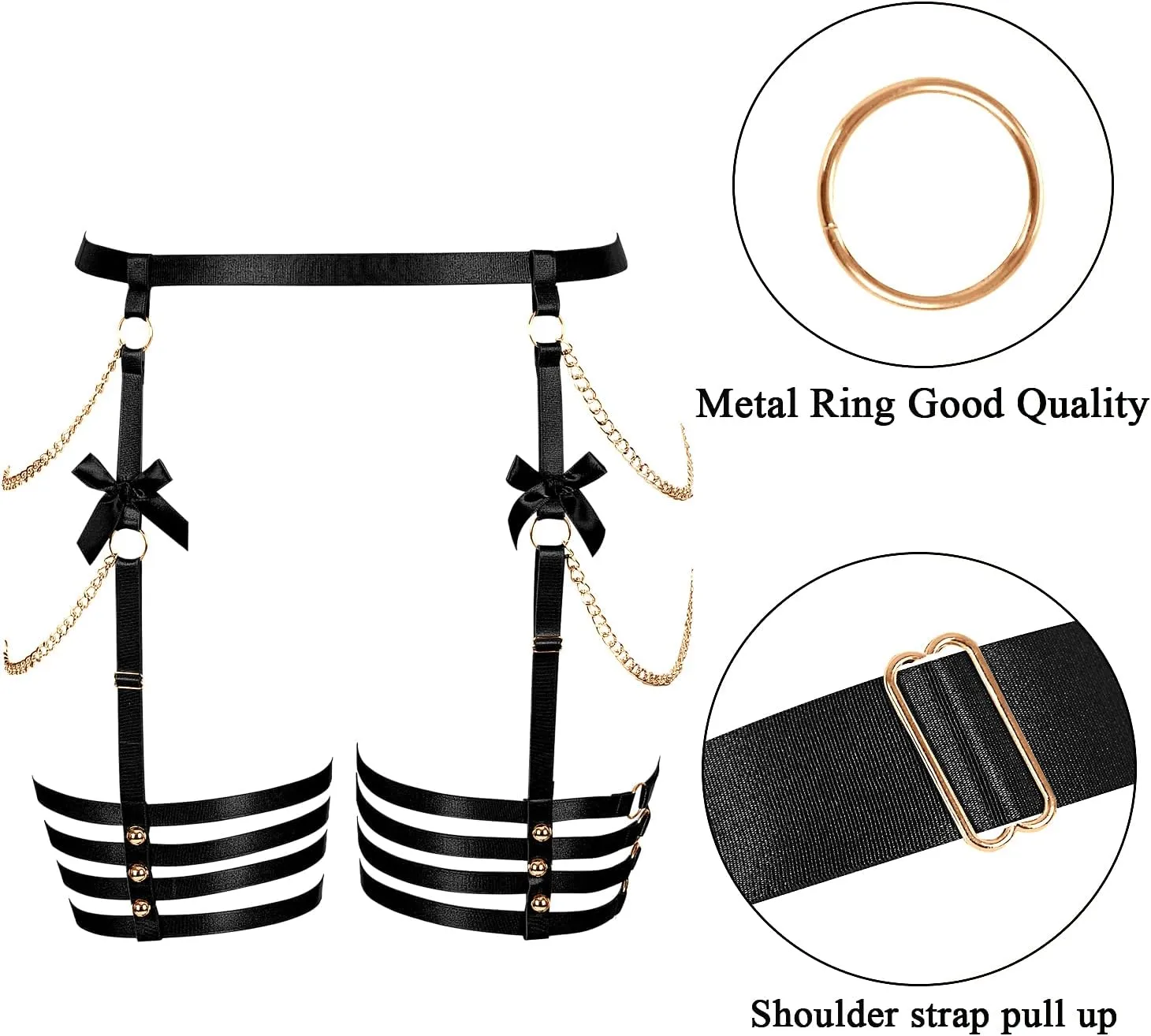 Plus Size Women Leg Garter Bow Belts Chain Waist Belts Harness Garter Belts Body Belts Halloween Rave Clothing