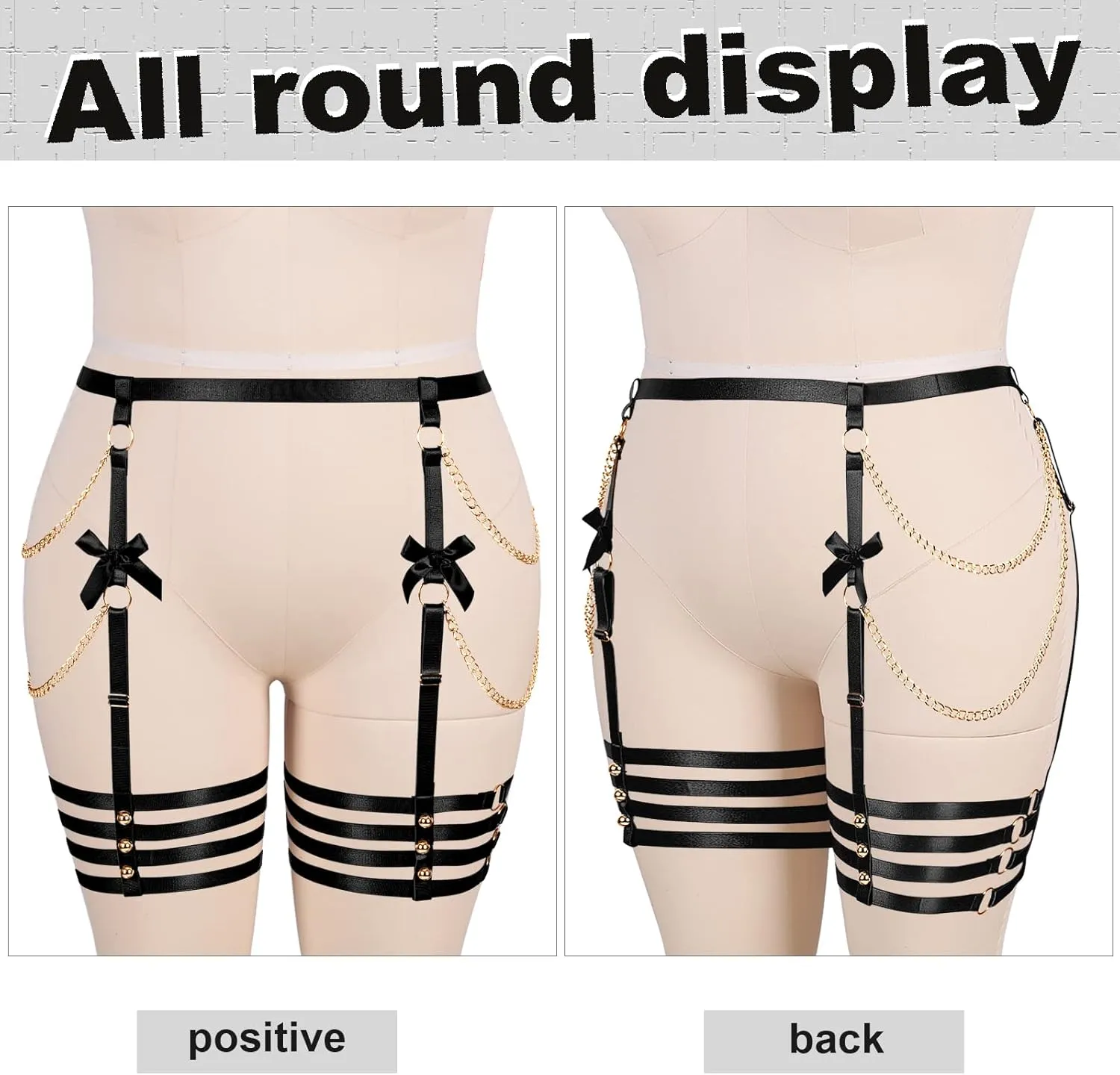 Plus Size Women Leg Garter Bow Belts Chain Waist Belts Harness Garter Belts Body Belts Halloween Rave Clothing