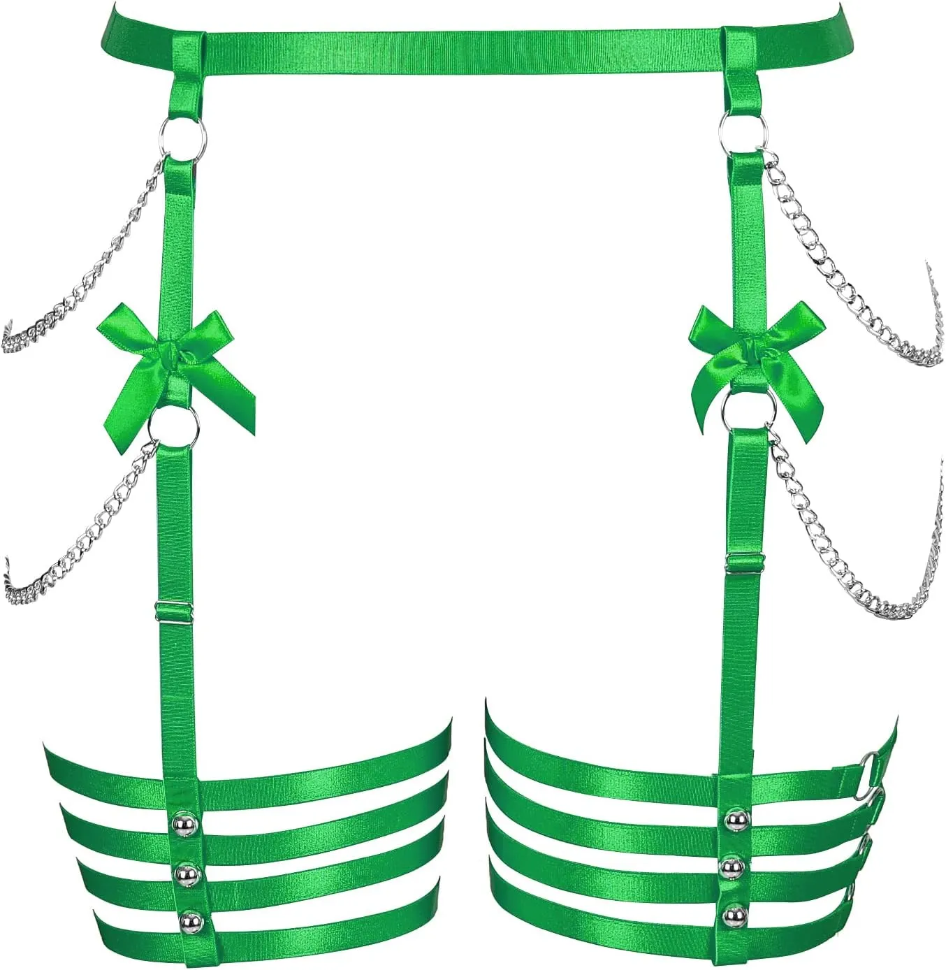 Plus Size Women Leg Garter Bow Belts Chain Waist Belts Harness Garter Belts Body Belts Halloween Rave Clothing