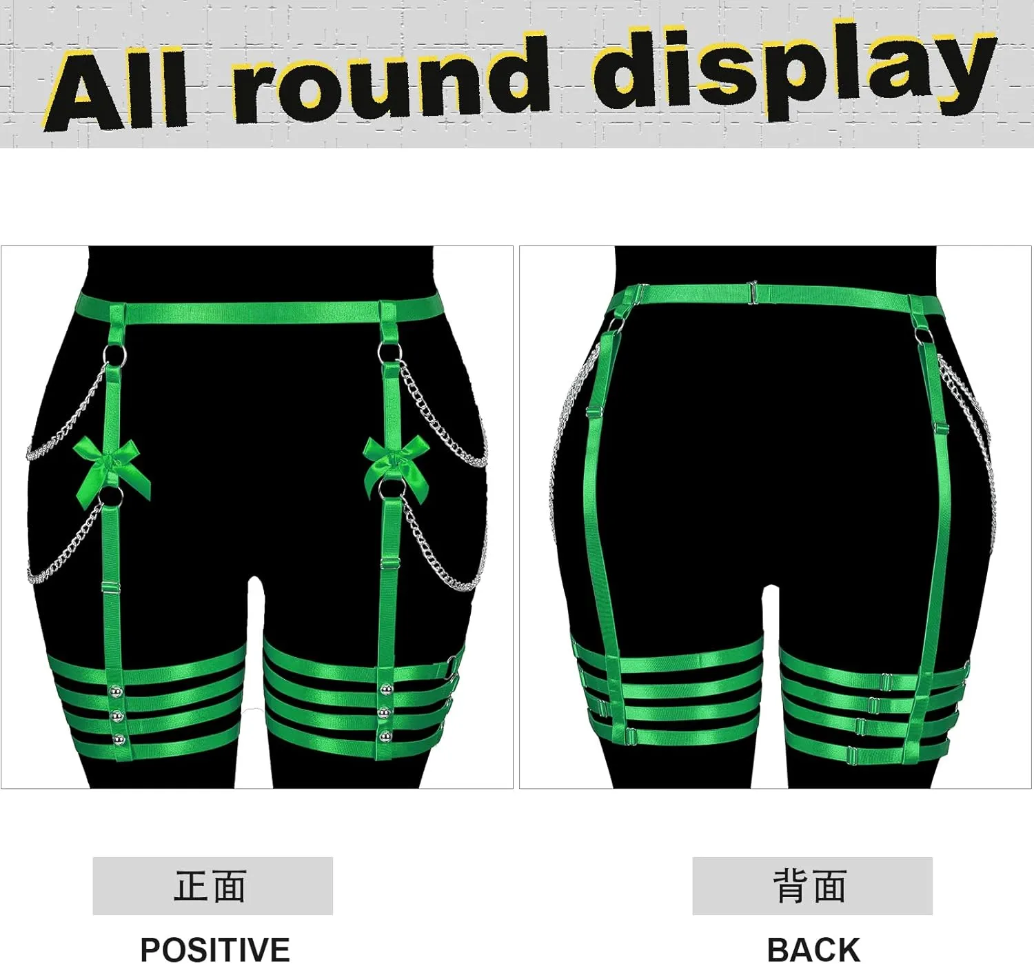 Plus Size Women Leg Garter Bow Belts Chain Waist Belts Harness Garter Belts Body Belts Halloween Rave Clothing