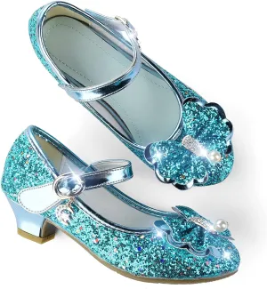 Princess Dress Shoes Flower Girls Low Heel Glitter Party Mary Jane