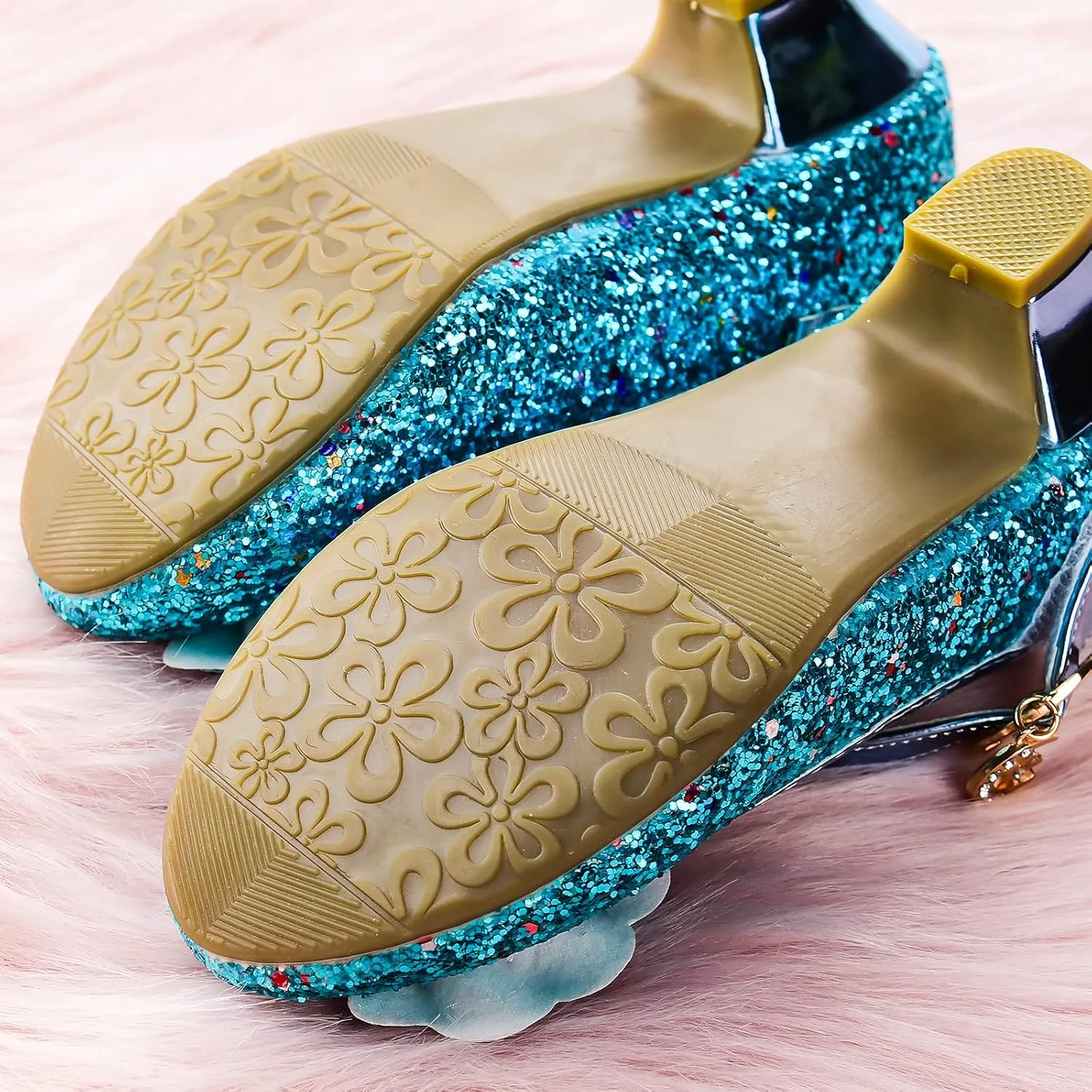 Princess Dress Shoes Flower Girls Low Heel Glitter Party Mary Jane