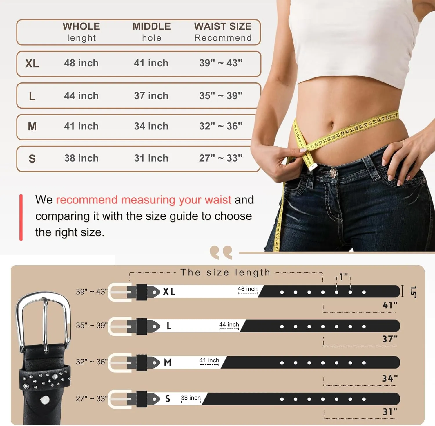 Rhinestone Belt for Women Western Cowgirl Silver Studs Black Leather Belts for Jeans Pants Y2k Bling Belts