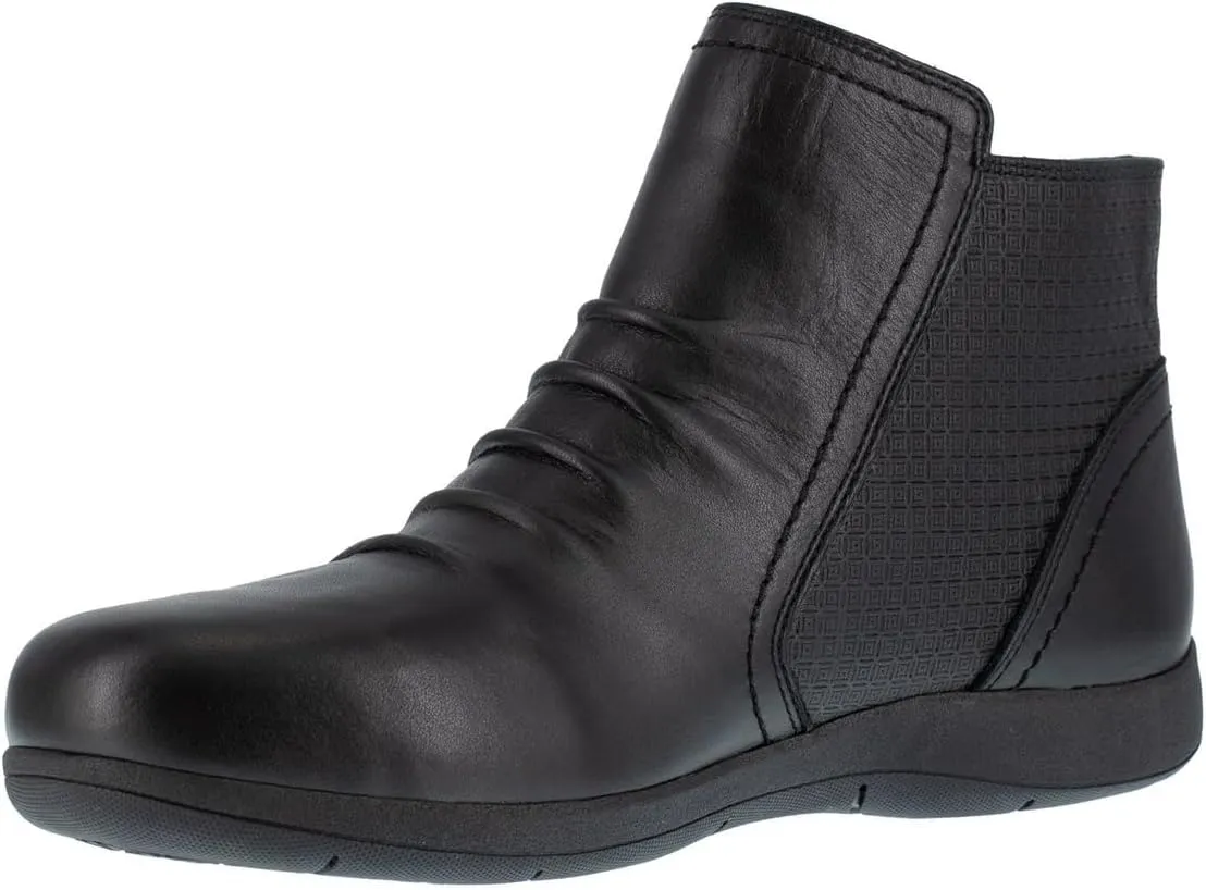 Rockport Women's Daisey Work Safety Toe Ruched Bootie Casual Shoes
