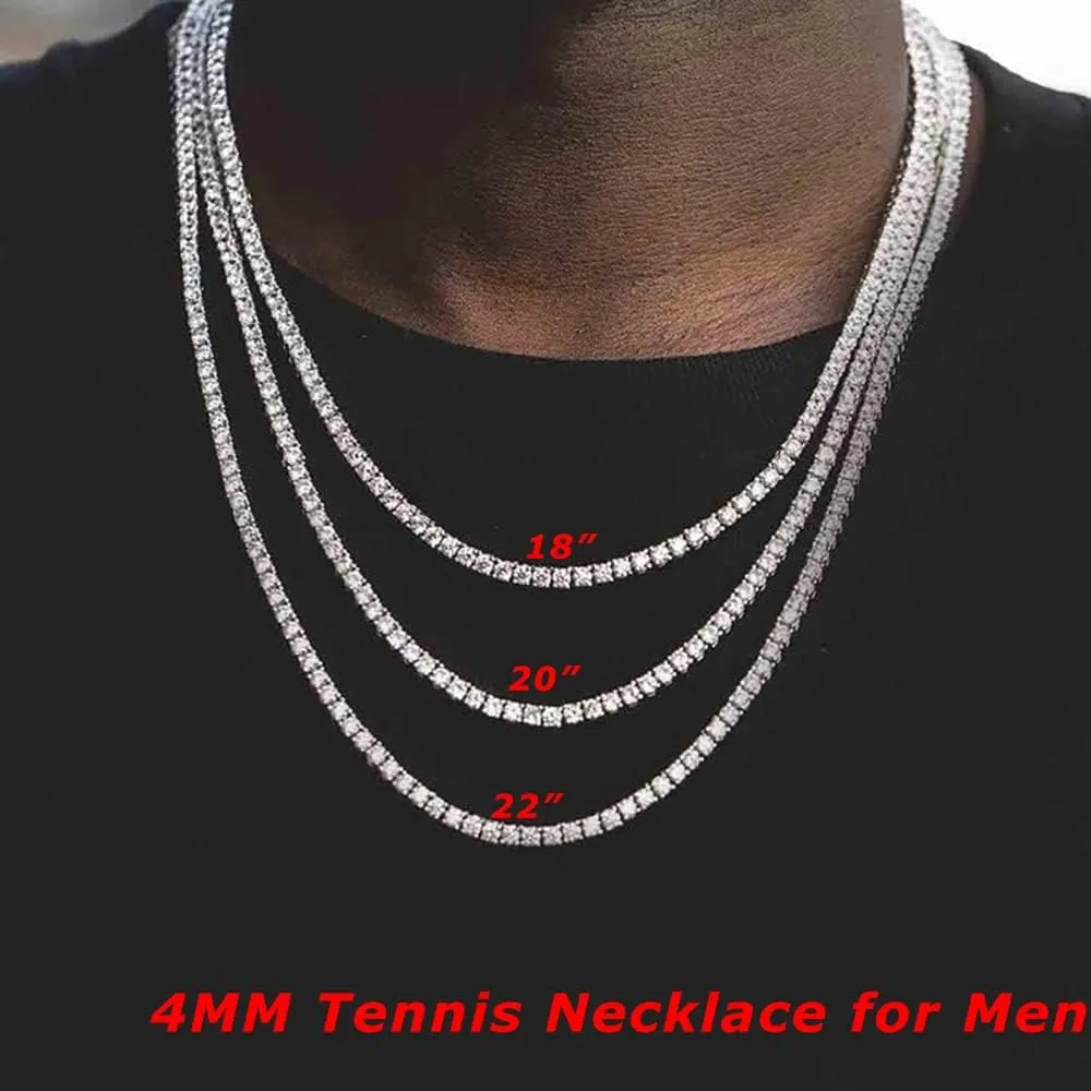Ronglry Cuban Link Chain for Men - Silver Diamond Necklace