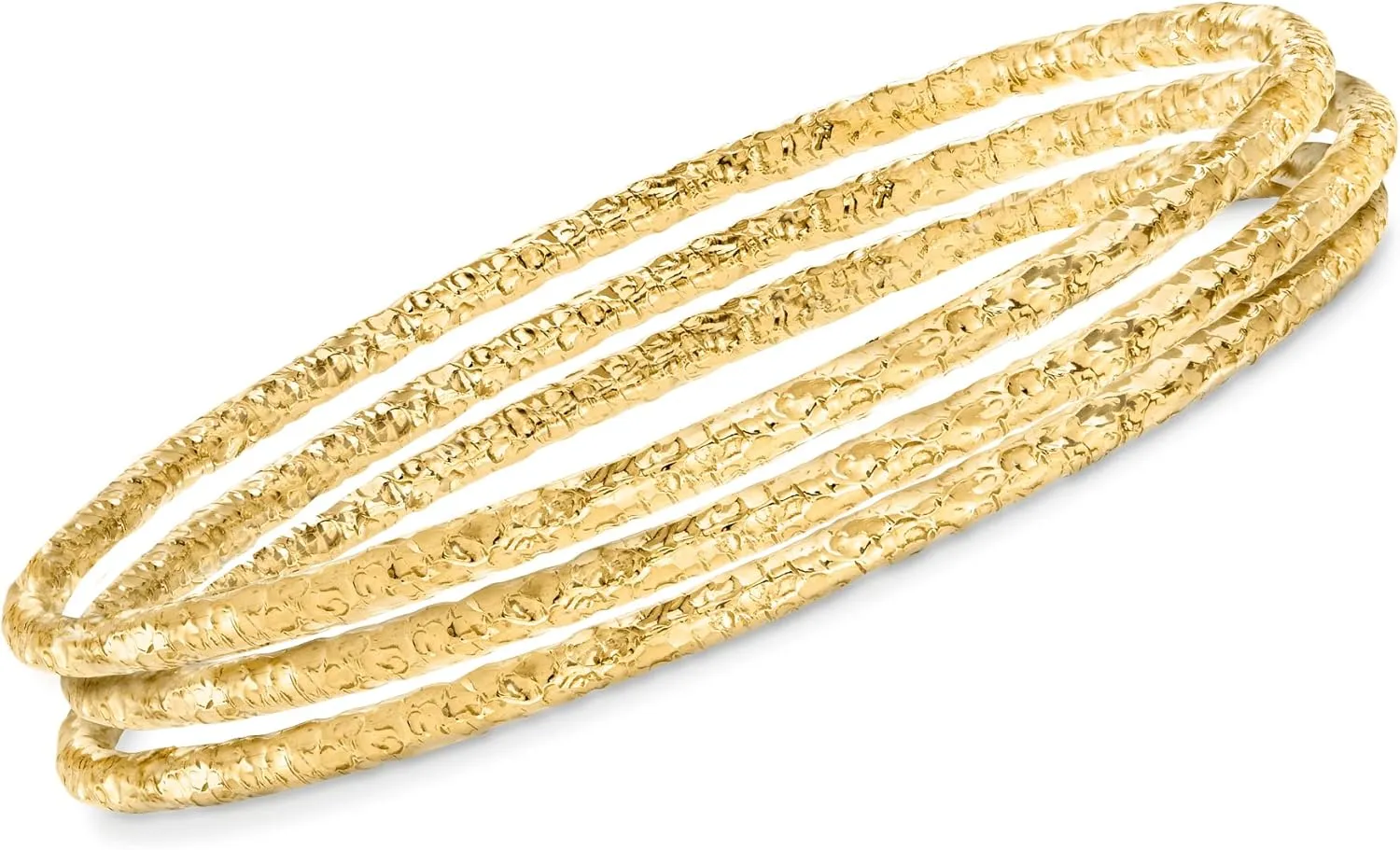 Ross-Simons Italian 22kt Gold Over Sterling Jewelry Set: 3 Hammered Bangle Bracelets
