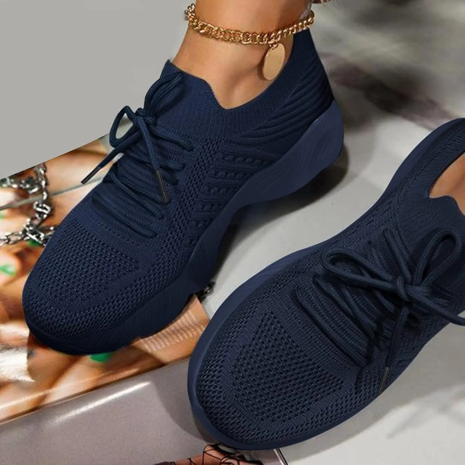 Running Shoes for Women,Women's Fashion Sneakers Slip On Closed Toe Walking Shoes Breathable Athletic Running Sneaker