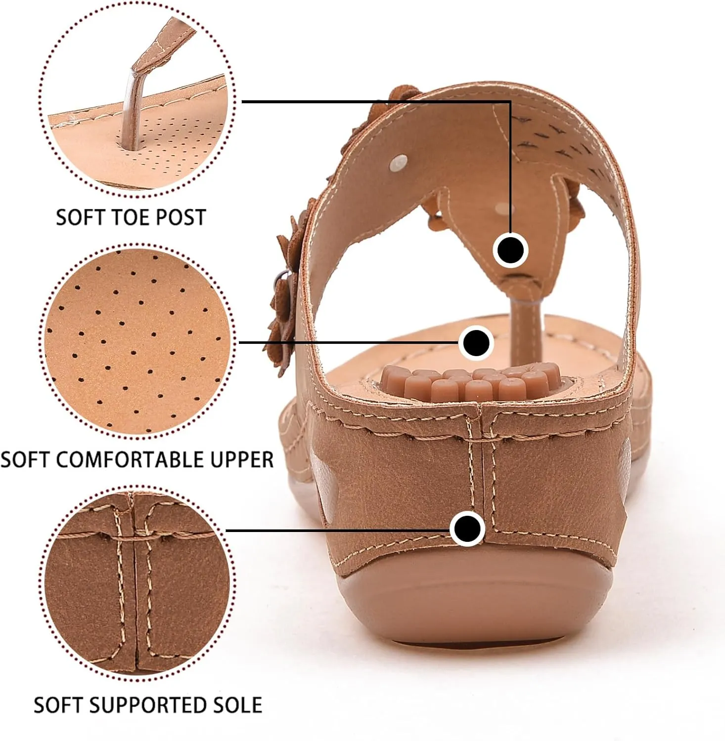Sandals for Women Wedge Shoes Comfortable Orthopedic Sandals, Womens Dressy Summer Flip Flops Platform Footwear Casual Walking Wedges Flower Orthopedic Flip Flops