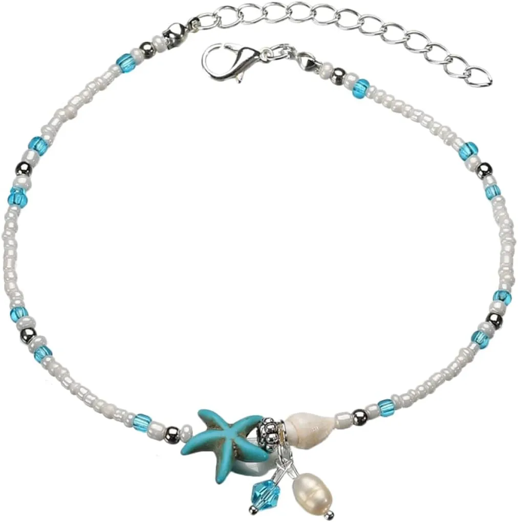 Shell Anklet for Women Beachy Foot Chain Adjustable Anklet Beach Party Accessory
