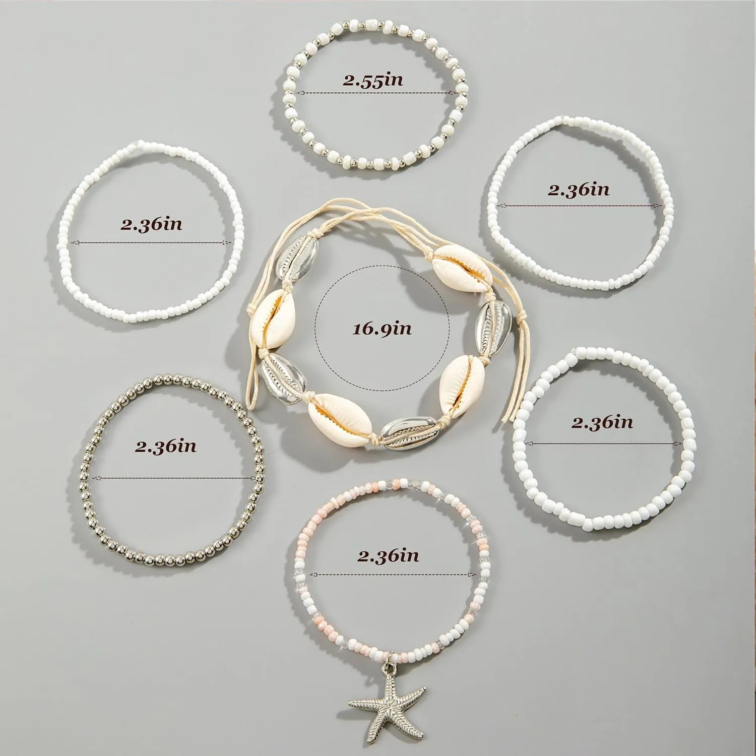 Shell Bracelet Beach Accessories Starfish Bracelets Seashell Charm Bracelets Turtle Boho Layered Beach Dresses for Women Vcation Outfits Summer Stuff