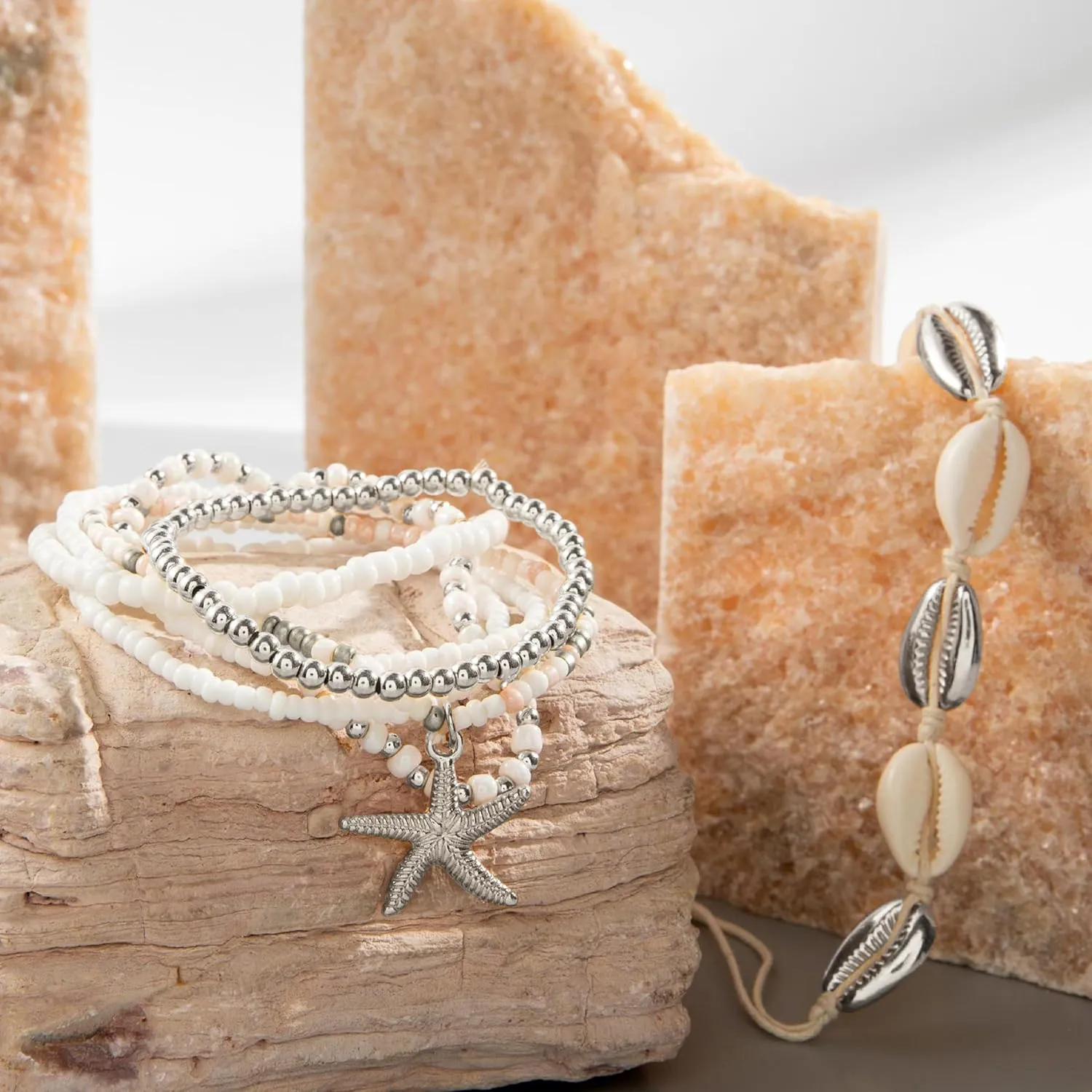 Shell Bracelet Beach Accessories Starfish Bracelets Seashell Charm Bracelets Turtle Boho Layered Beach Dresses for Women Vcation Outfits Summer Stuff