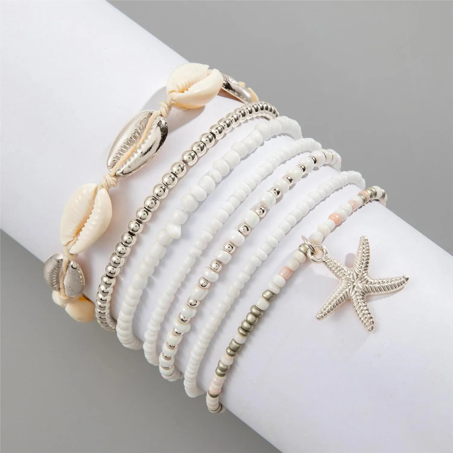 Shell Bracelet Beach Accessories Starfish Bracelets Seashell Charm Bracelets Turtle Boho Layered Beach Dresses for Women Vcation Outfits Summer Stuff