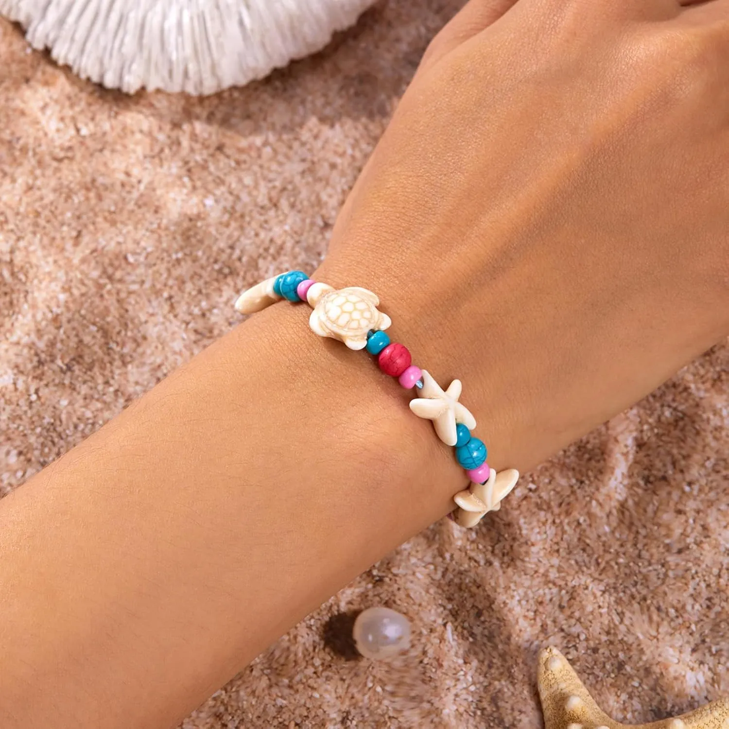Shell Starfish Bracelet Turtle Gifts Summer Bracelets Seashell Charm Bracelets Boho Beach Dresses for Women Vcation Outfits Summer Beach Stuff