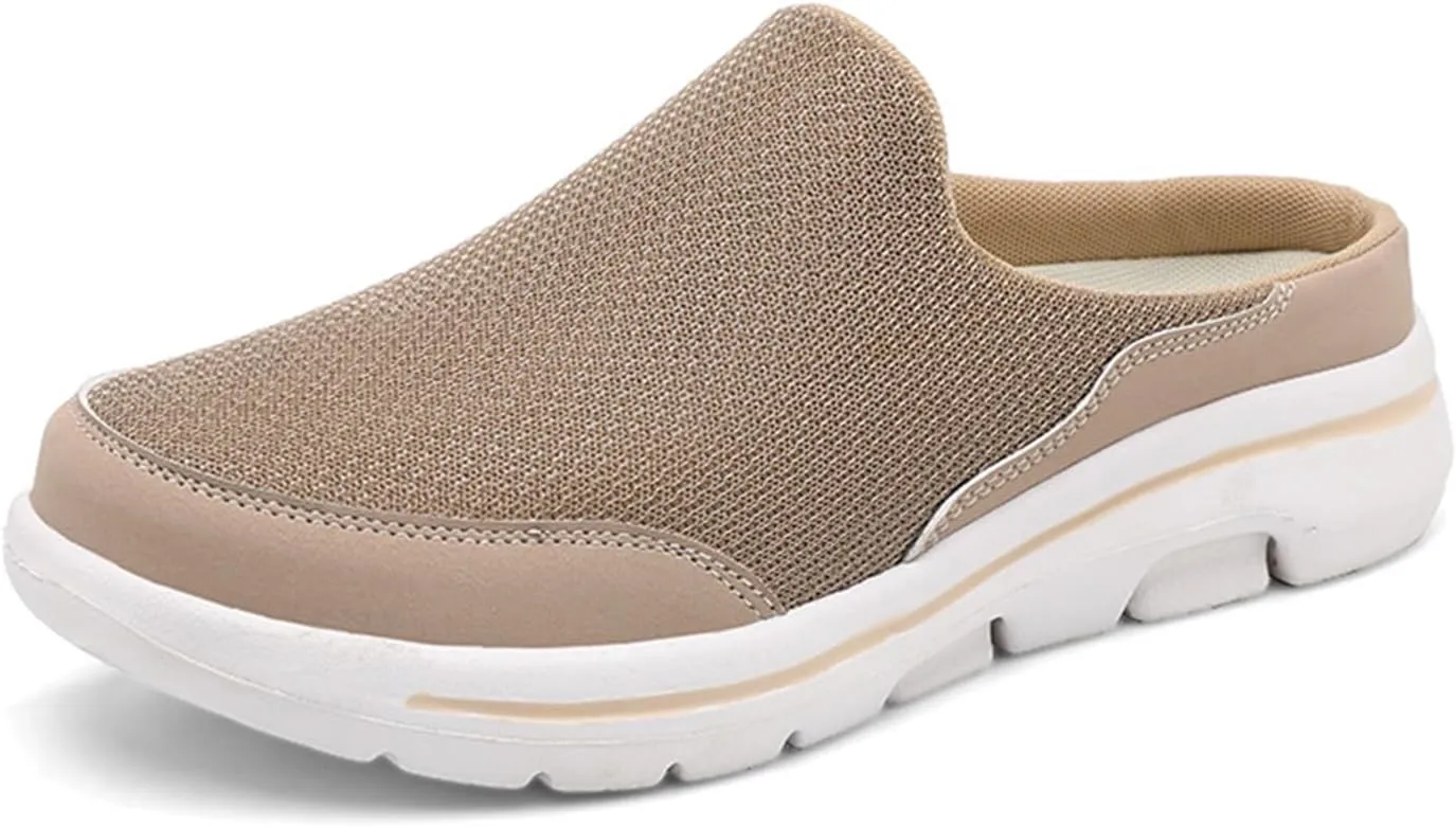 Slip On Mules & Clogs for Womens Summer Lightweight Open Back Walking Shoes Casual Breathable Mesh Closed Toe Slides Fashion Comfortable Color Block Slippers
