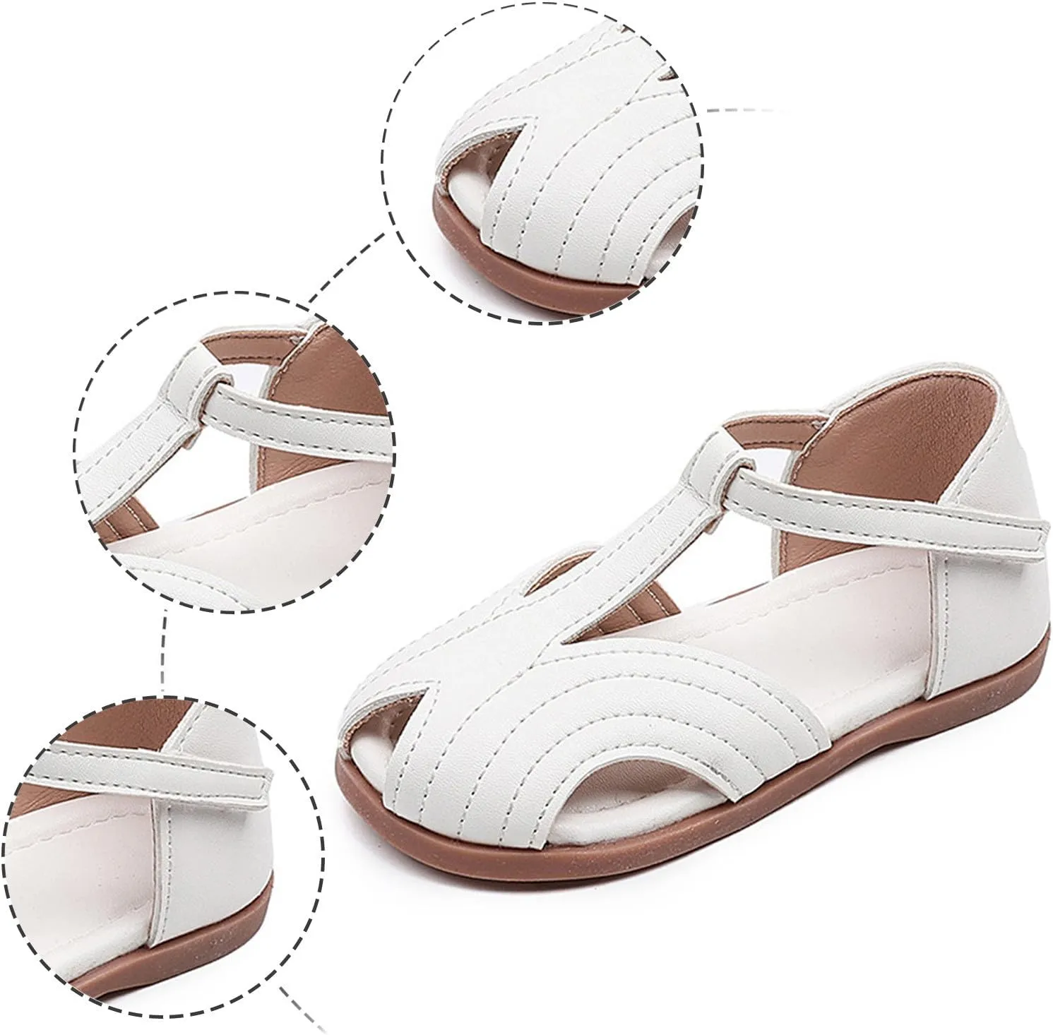 Slip On Sandals Princess Toddler Close Toe Sandals Retro Lace-Up Design Breathable Girls Shoes