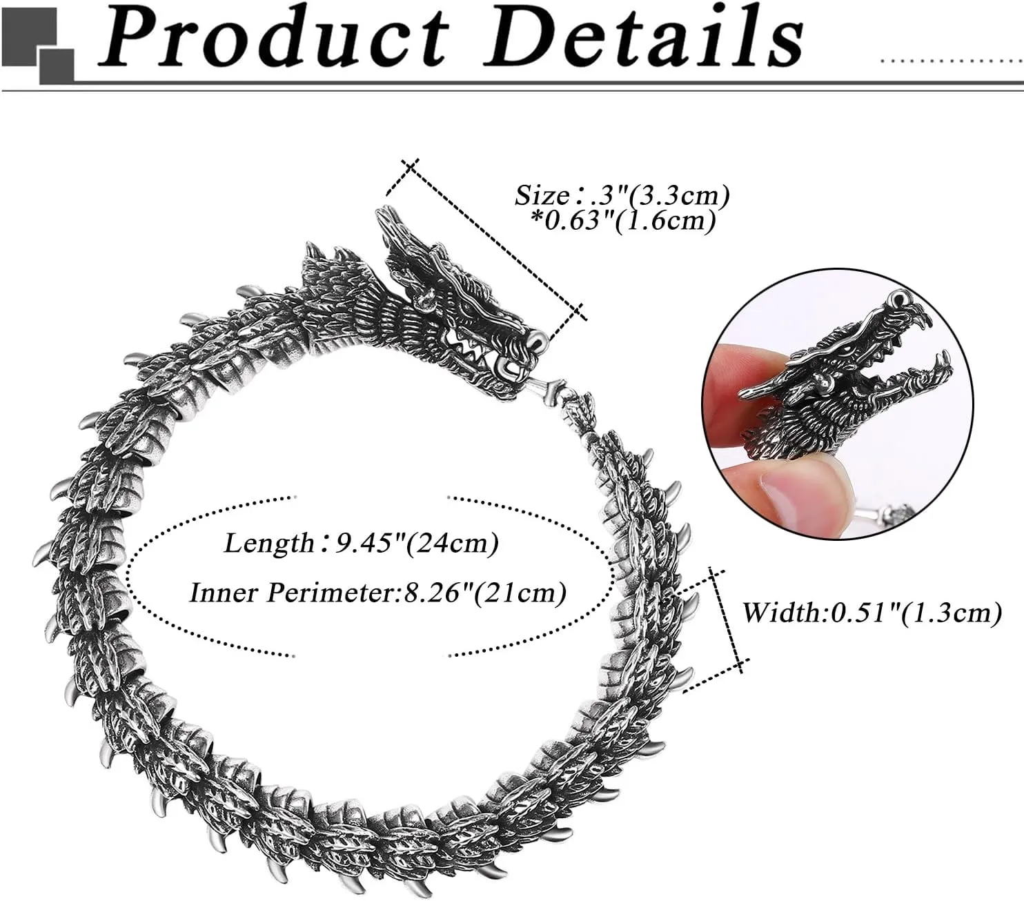 Snake Design Viking Ouroboros Bracelets: Mens Vintage Stainless Steel Chain Bracelet Cuff Jewelry Gifts
