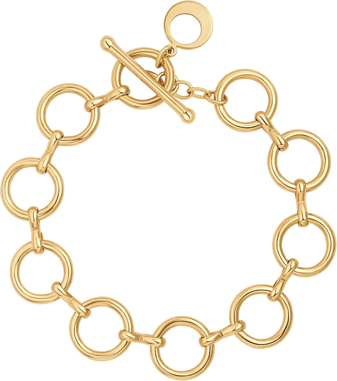 SOFYBJA 18k Gold Plated Personalized Chunky Cuban Oval Link Chain Bracelets for Men Toggle Rope Bracelet Jewelry for Women