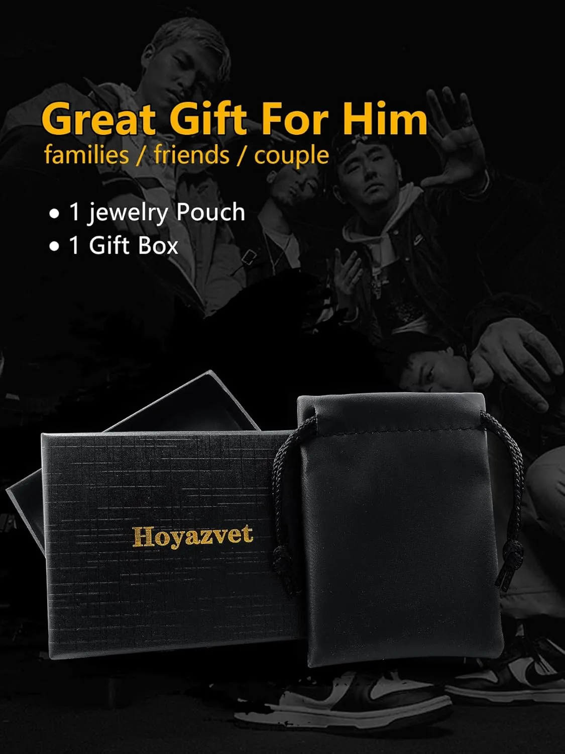 Stainless Steel Men Cuban Link Chain Bracelets??5/7/9/13mm Width, 7.5/8.3/9 Inch Length, 18K Gold/Black Plated/Stainless Steel Curb Chain Wrist Bracelets for Men Women, with Gift Box