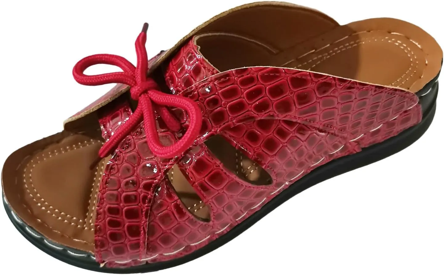 SuanlaTDS Orthopedic Wedge Sandals for Women 2025 Summer Dressy Casual Platform Lace Up Open Toe Beach Shoes Thick Sole Slip On Sldies Wedges Comfortable Outdoor Walking Slide Sandal