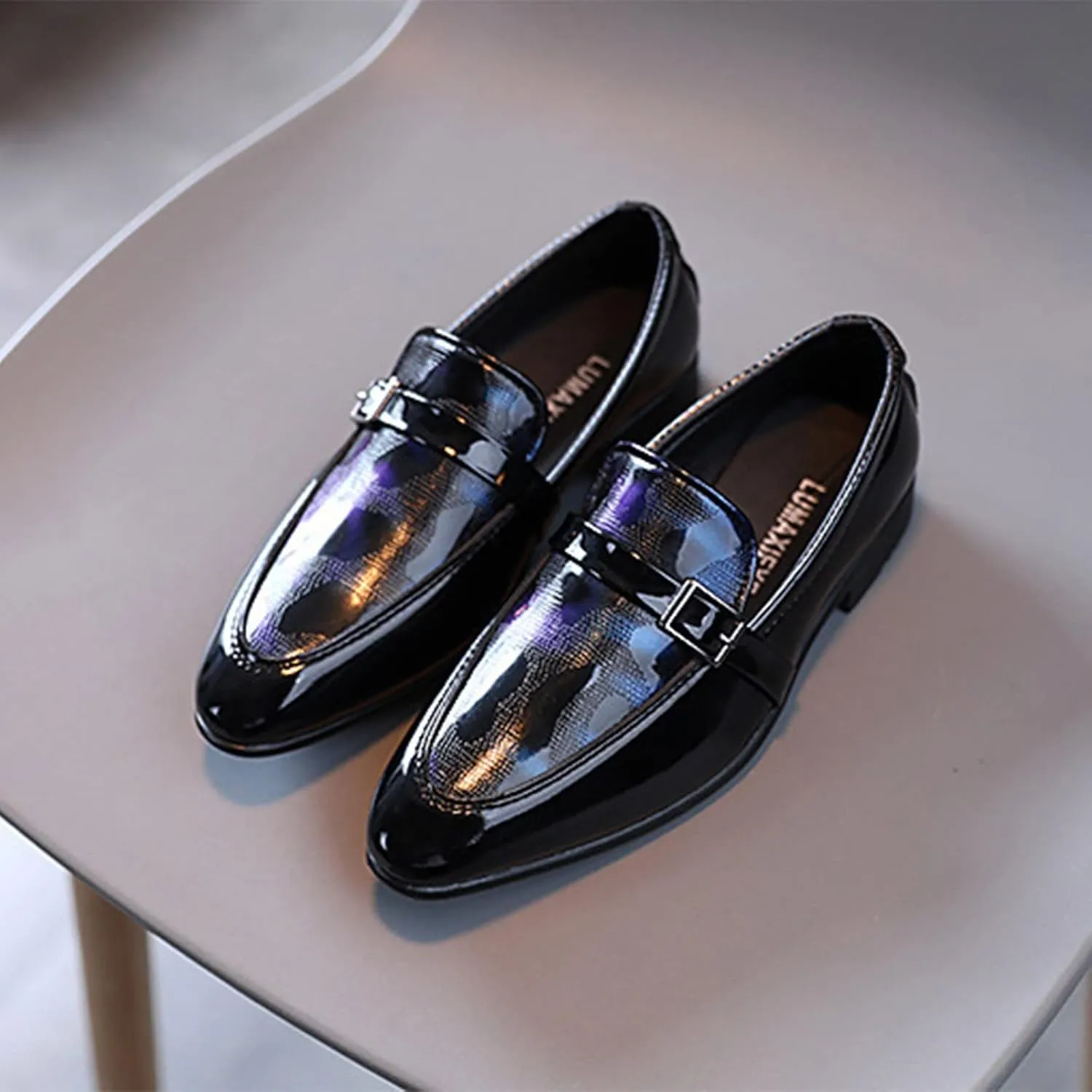 Summer and Autumn Fashion Boys Casual Leather Shoes Solid Color Lace Up Pointed Lace Up Dress Shoes Infant