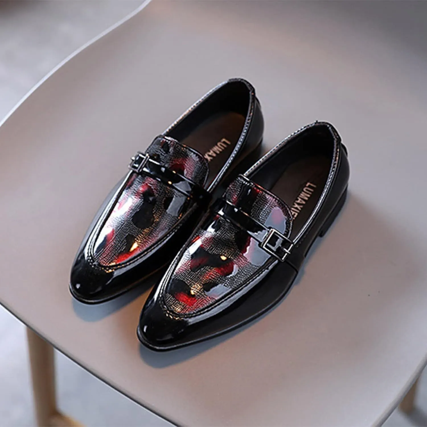 Summer and Autumn Fashion Boys Casual Leather Shoes Solid Color Lace Up Pointed Lace Up Dress Shoes Infant