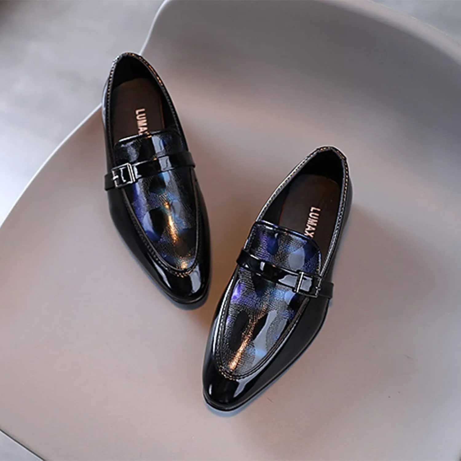 Summer and Autumn Fashion Boys Casual Leather Shoes Solid Color Lace Up Pointed Lace Up Dress Shoes Infant