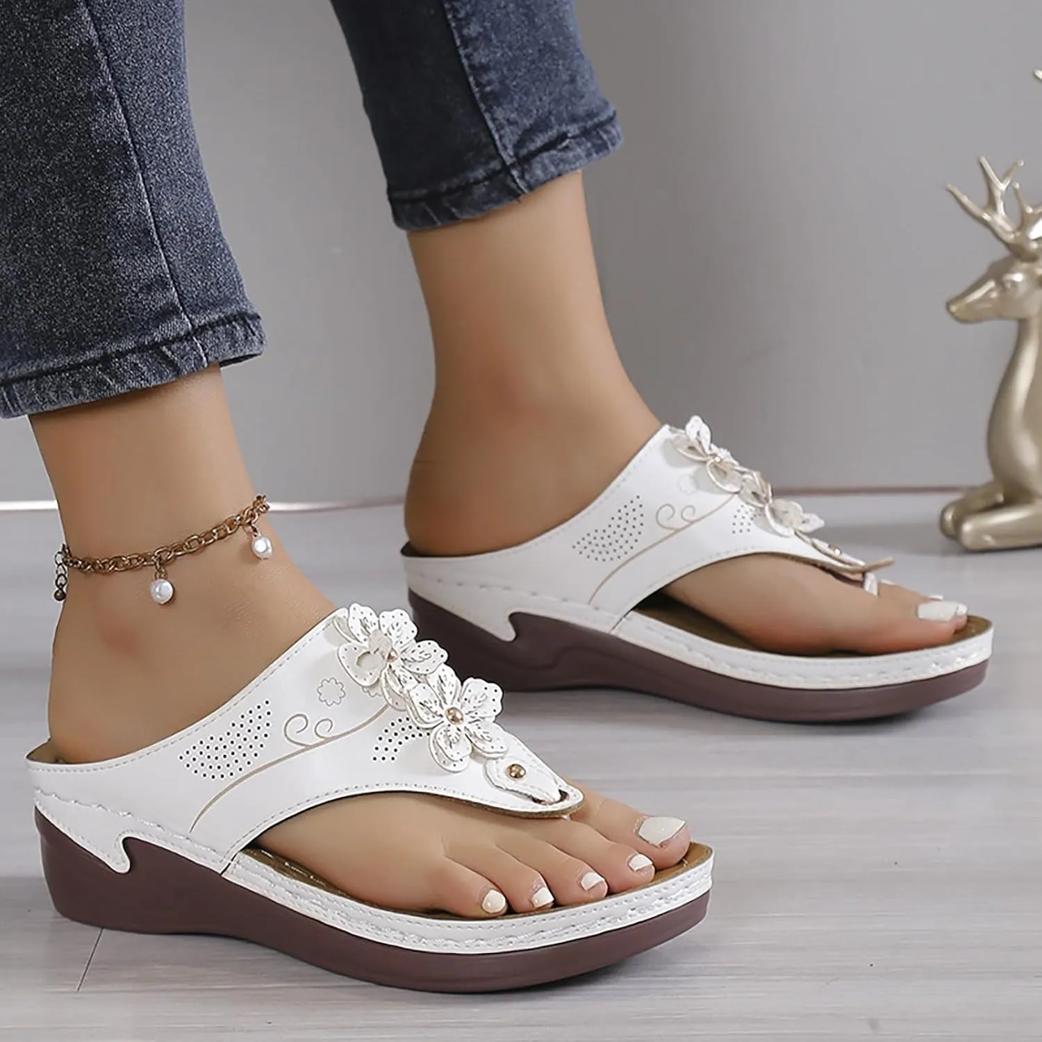 Summer Sandals for Women 2025 Wedge Sandals with Arch Support Fashion Trendy Flip Flops for Women Casual Walking Flip Flops Comfortable Dressy Platform Sandal Summer Slip on Sandal 2025