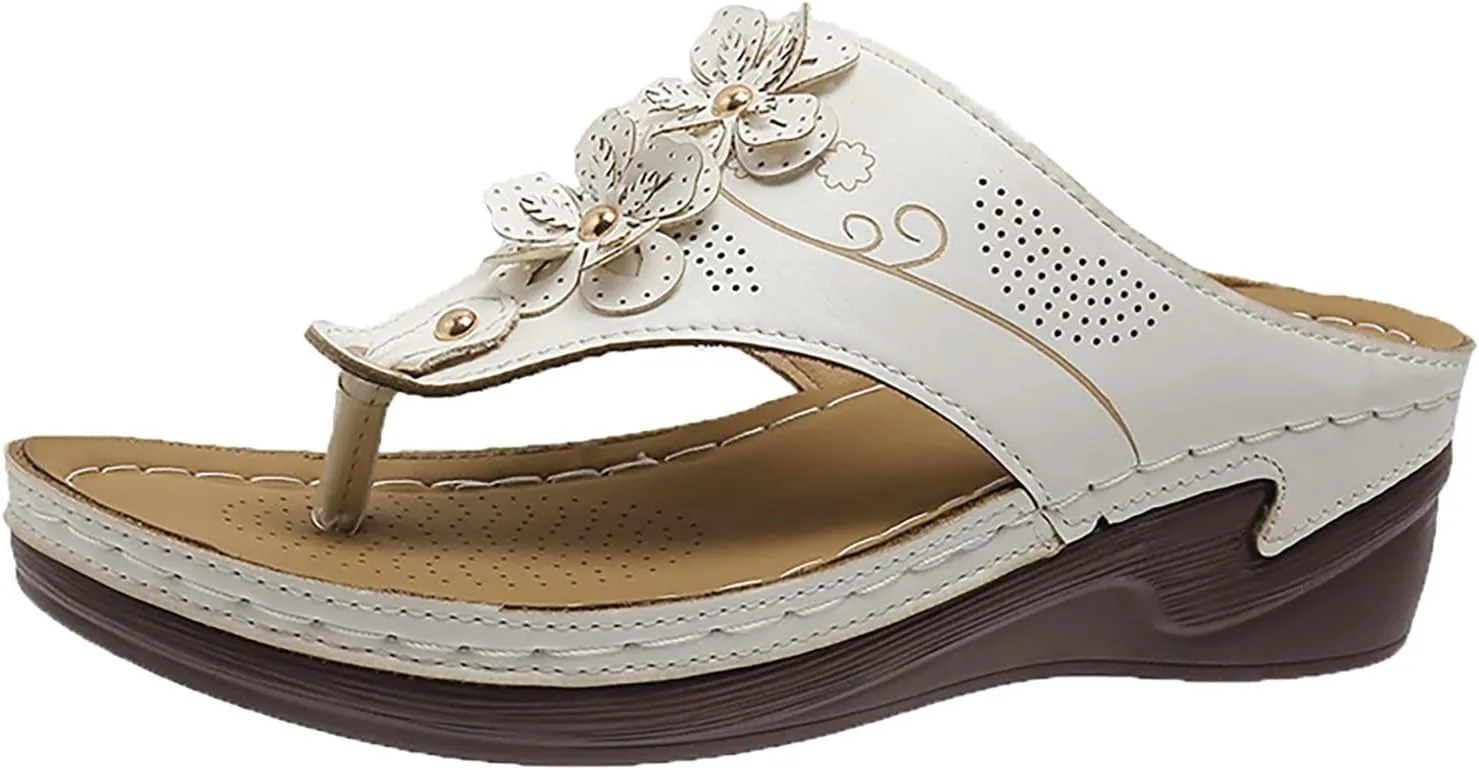 Summer Sandals for Women 2025 Wedge Sandals with Arch Support Fashion Trendy Flip Flops for Women Casual Walking Flip Flops Comfortable Dressy Platform Sandal Summer Slip on Sandal 2025