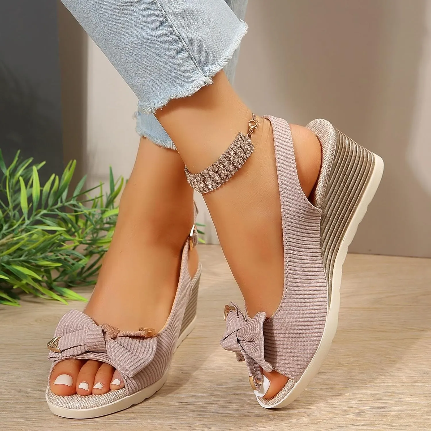 Summer Sandals for Women 2025, Women's Platform Sandals Wedge Ankle Strap Open Toe Sandals Dressy Espadrilles Sandals