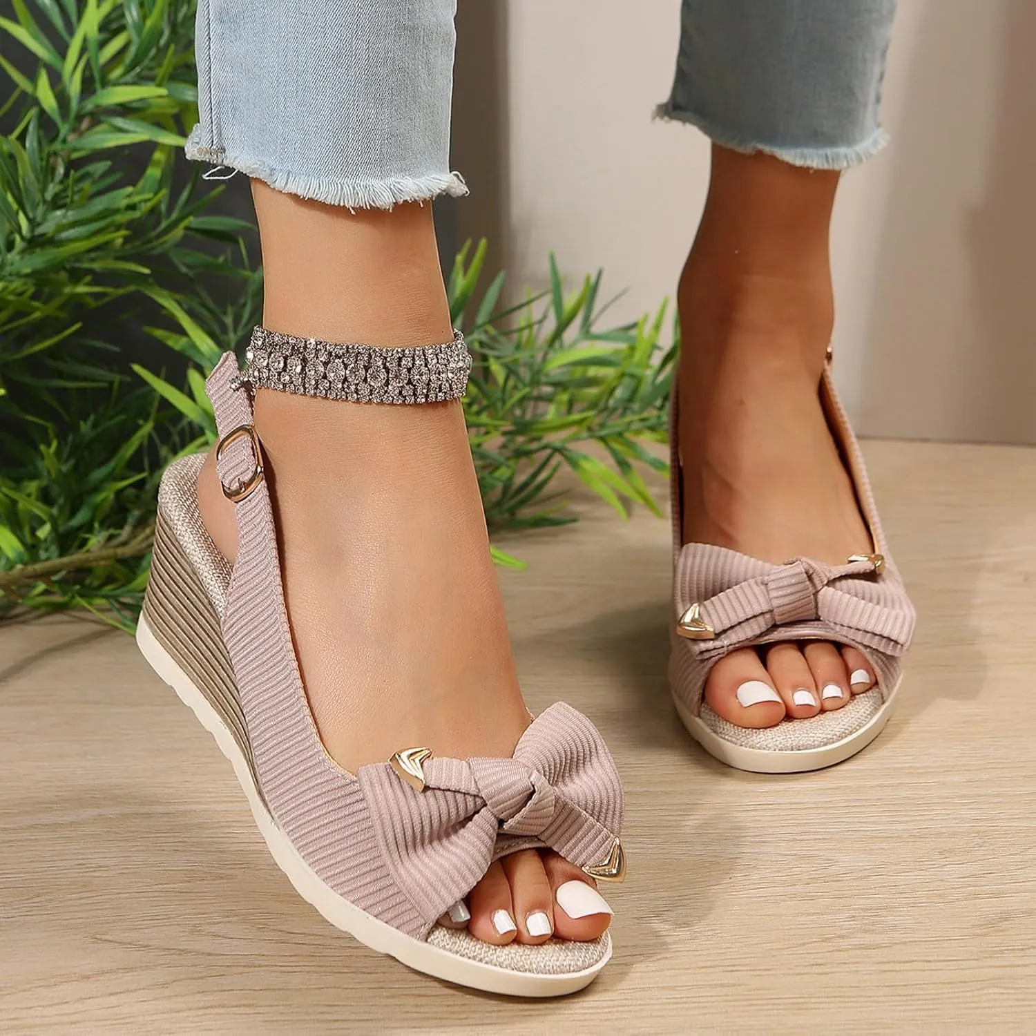 Summer Sandals for Women 2025, Women's Platform Sandals Wedge Ankle Strap Open Toe Sandals Dressy Espadrilles Sandals
