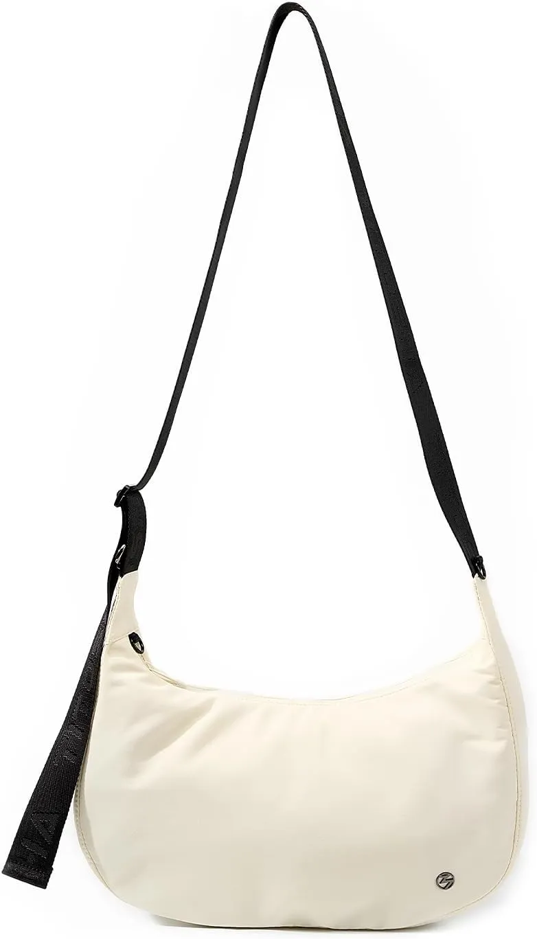 Titosha Medium Nylon Crescent Crossbody Bag for Women with Extended Adjustable Shoulder strap