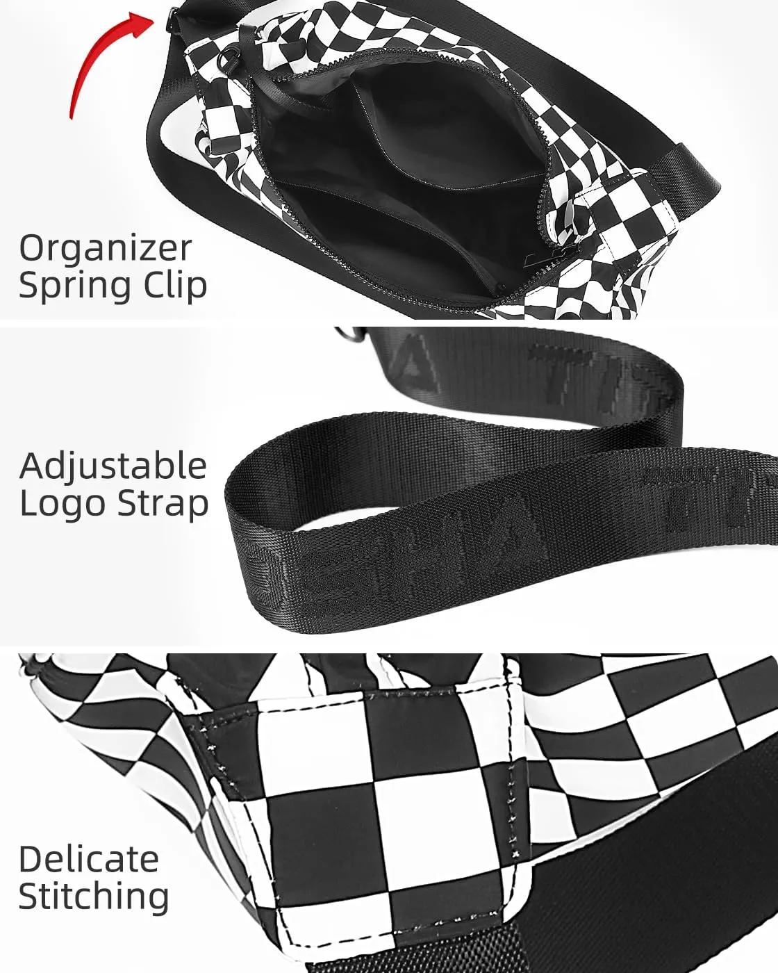 Titosha Medium Nylon Crescent Crossbody Bag for Women with Extended Adjustable Shoulder strap