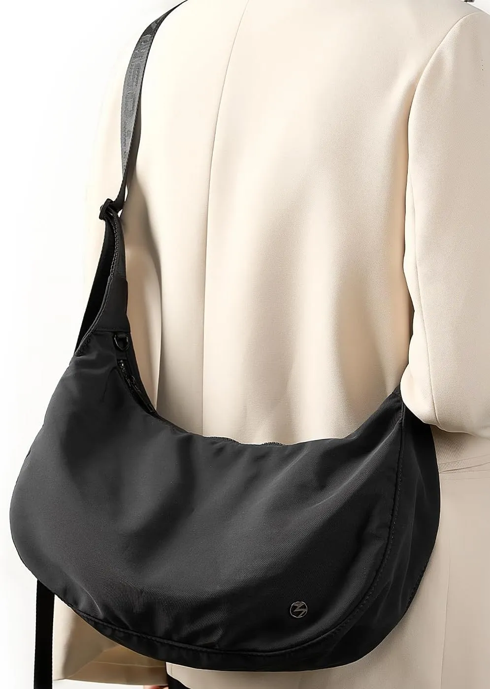 Titosha Medium Nylon Crescent Crossbody Bag for Women with Extended Adjustable Shoulder strap