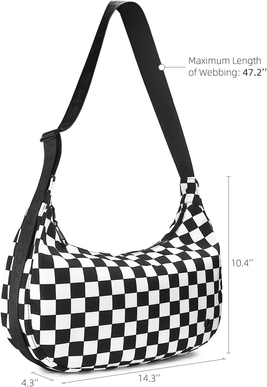 Titosha Medium Nylon Crescent Crossbody Bag for Women with Extended Adjustable Shoulder strap