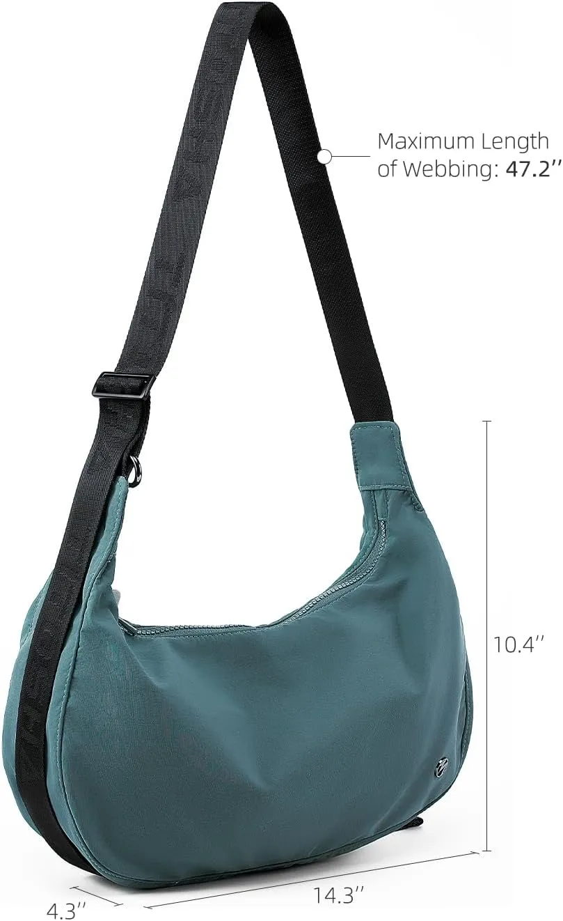 Titosha Medium Nylon Crescent Crossbody Bag for Women with Extended Adjustable Shoulder strap