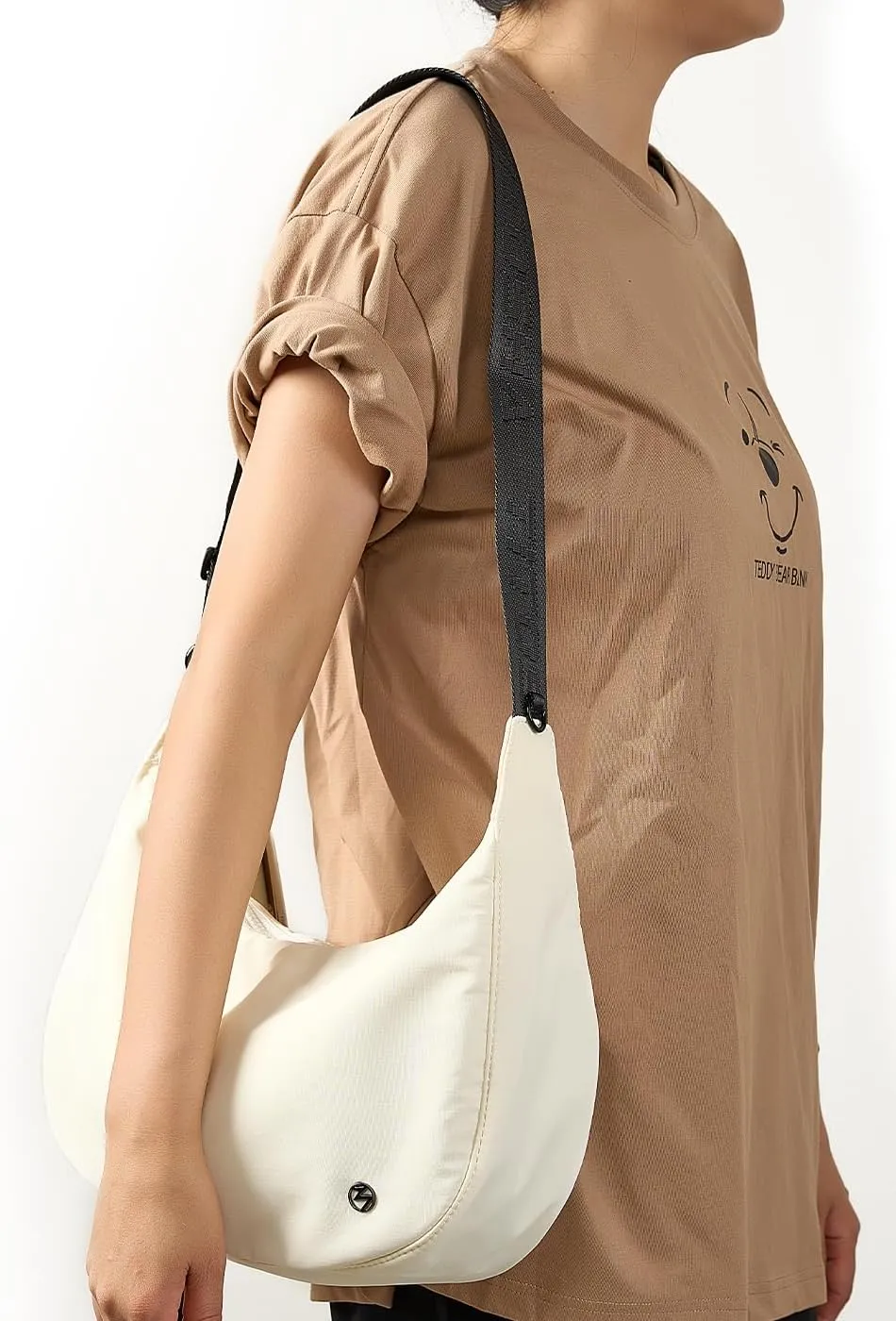 Titosha Medium Nylon Crescent Crossbody Bag for Women with Extended Adjustable Shoulder strap