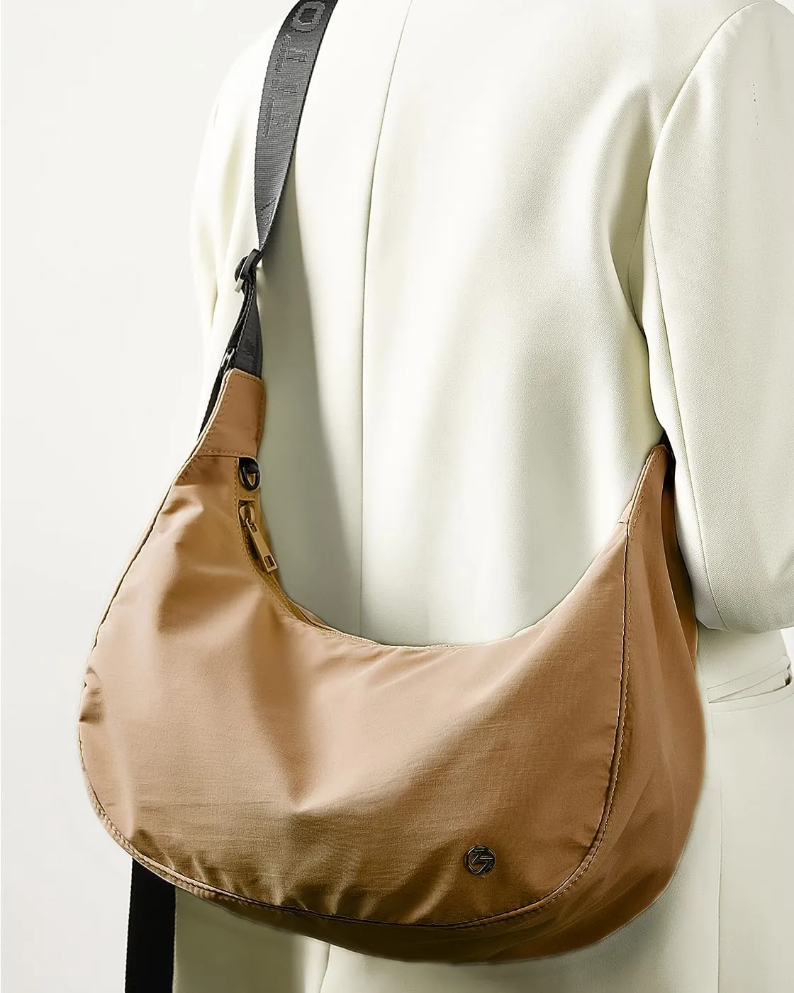Titosha Medium Nylon Crescent Crossbody Bag for Women with Extended Adjustable Shoulder strap