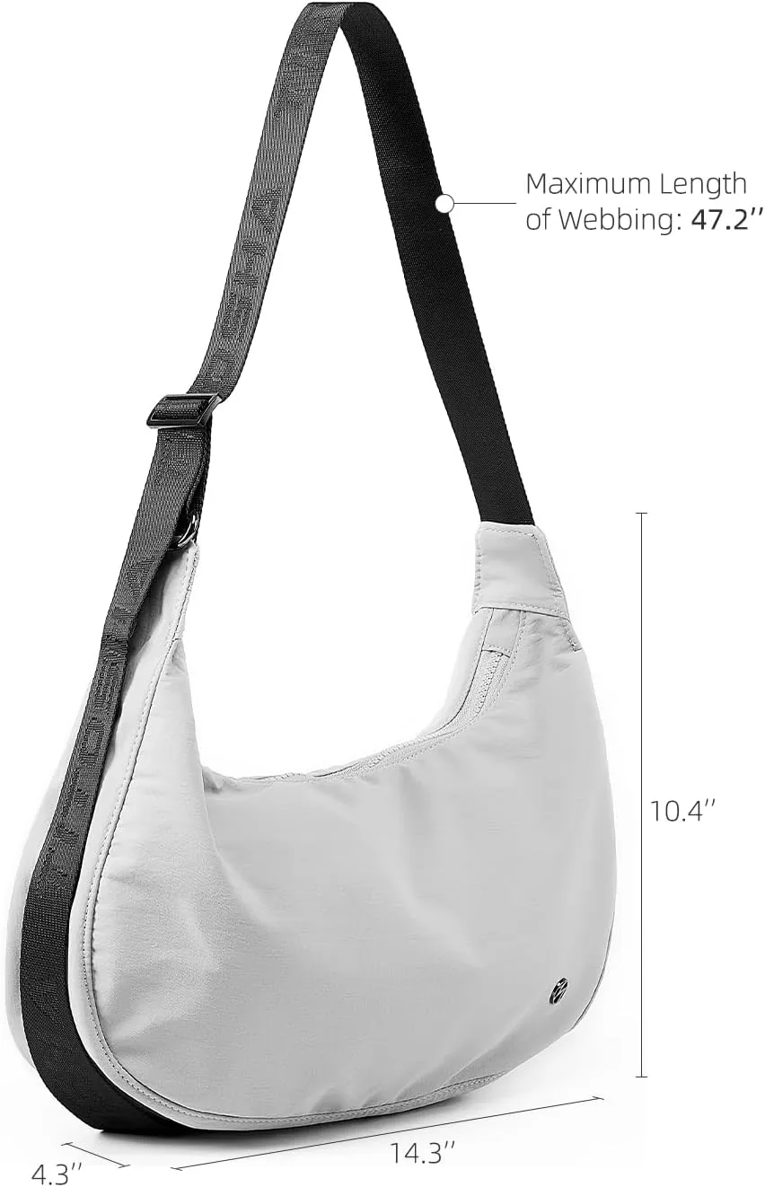 Titosha Medium Nylon Crescent Crossbody Bag for Women with Extended Adjustable Shoulder strap